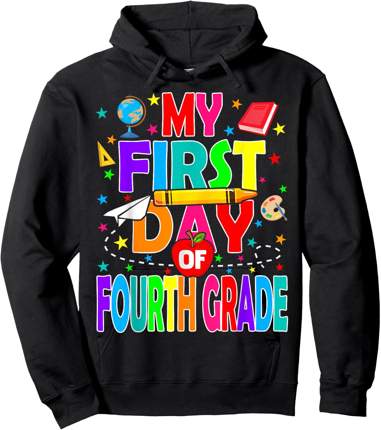 My First Day of Fourth Grade Back to School Boys Kids Hoodie - Hoodie | Black