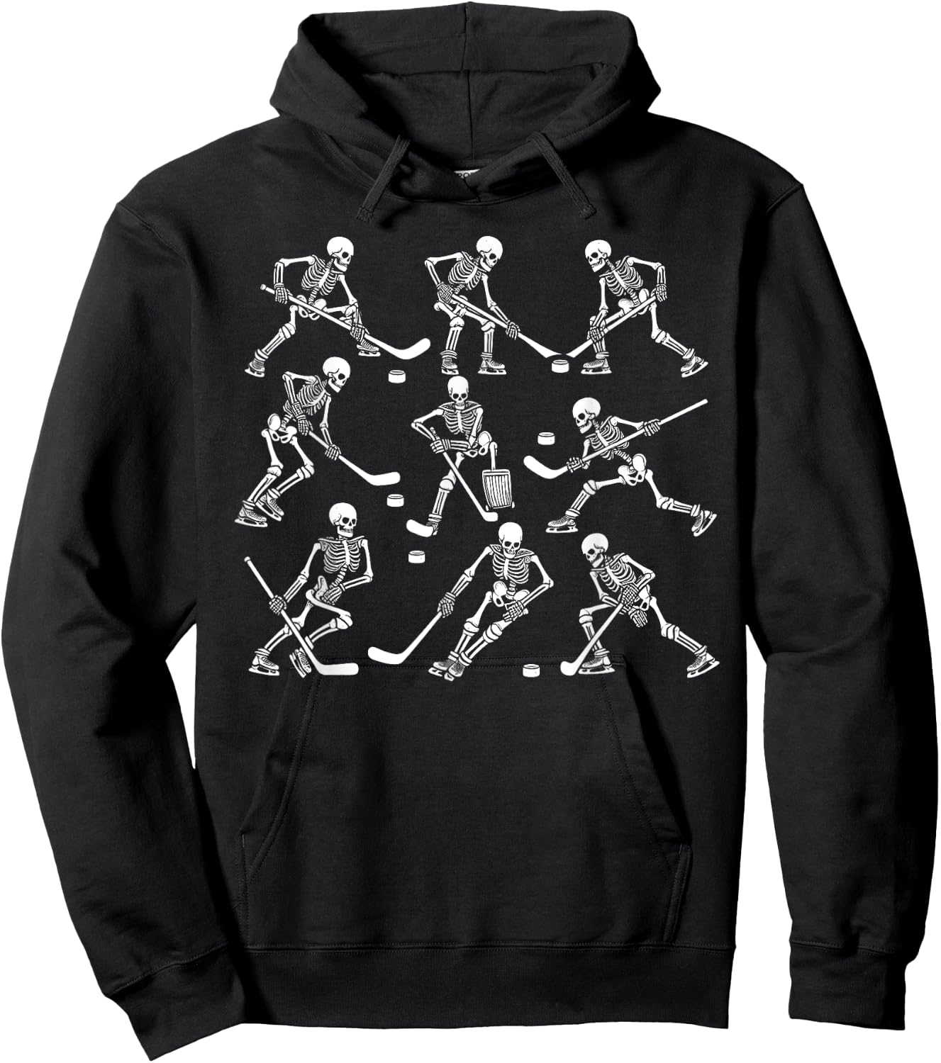Funny Halloween Hockey Skeletons Play Hockey Boys Kids Hoodie - Hoodie | Black