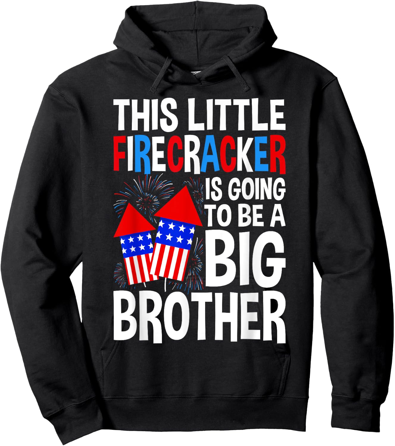 Kids Big Brother 4th of July Toddler Boy Independence Day Hoodie - Hoodie | Black