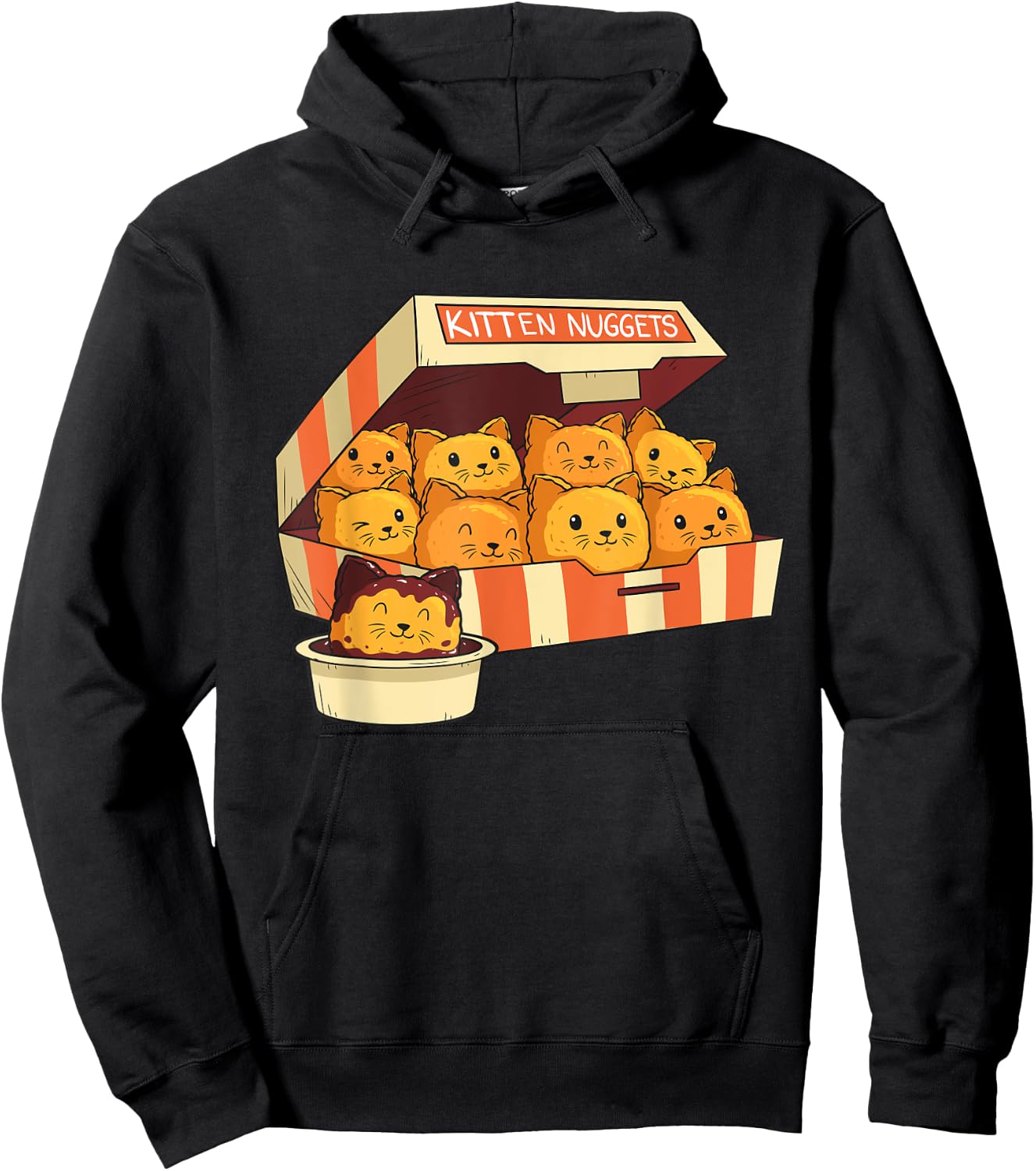 Kitten Nuggets Funny Cats & Chicken Nuggets Lover Funny Cat Hoodie - Hoodie | Black