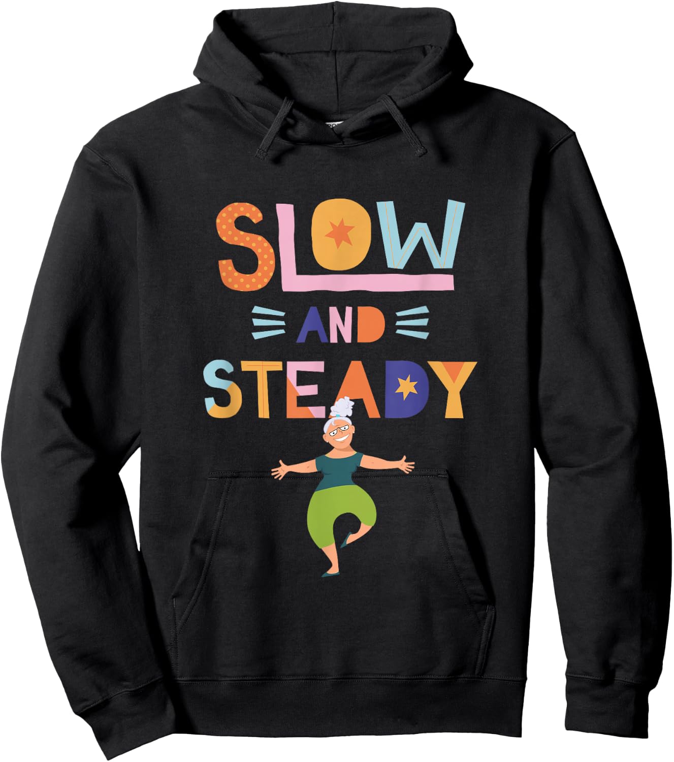 SLOW and STEADY- Senior Woman - Fitness Quote Gym Hoodie - Hoodie | Black