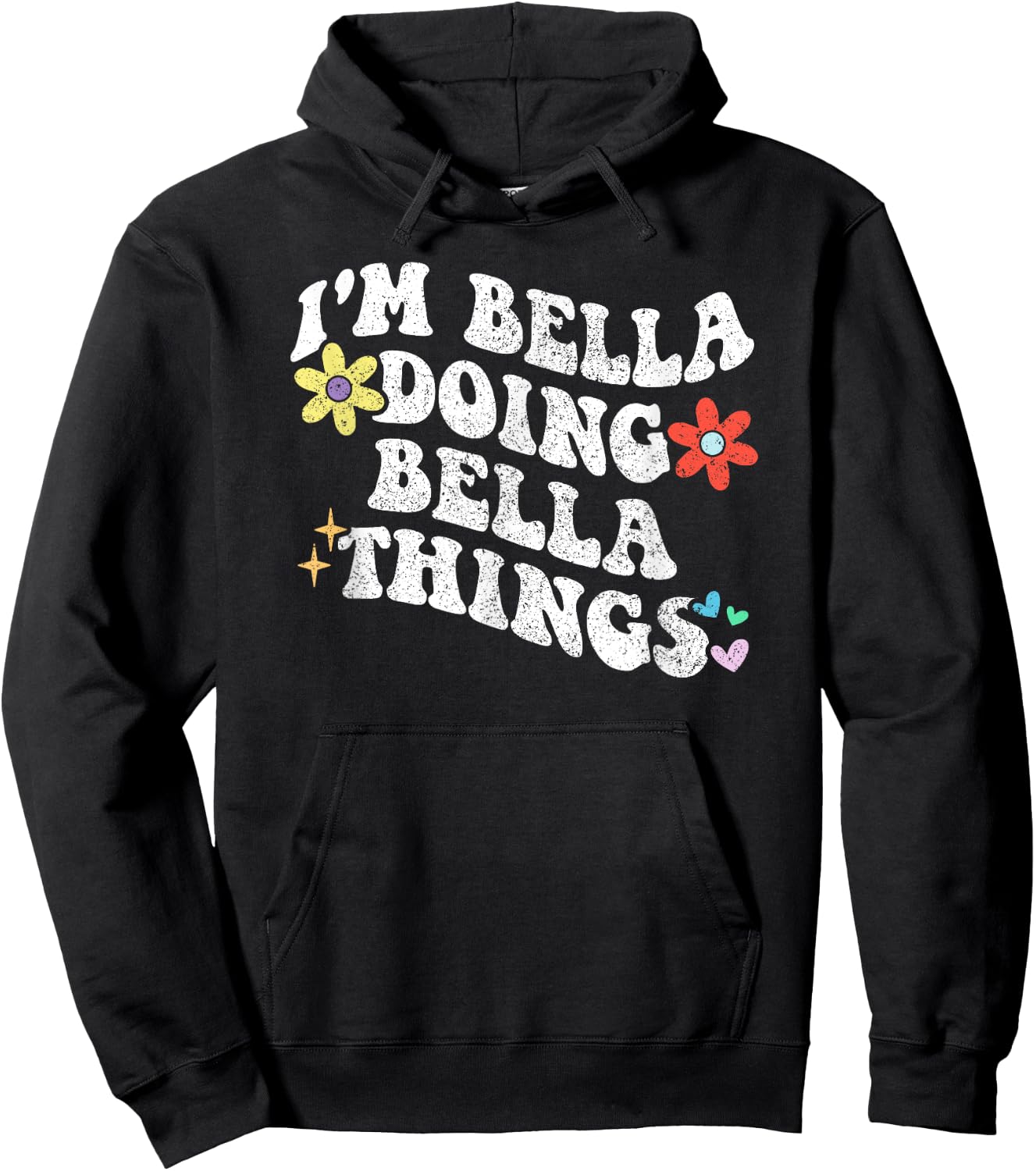 Retro Groovy Im BELLA Doing BELLA Things Funny Mother's Day Hoodie - Hoodie | Black
