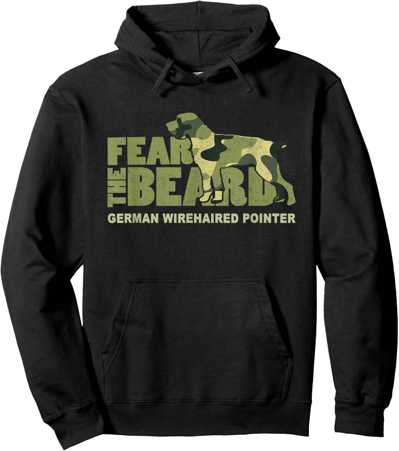 Fear the Beard - Camo German Wirehaired Pointer Hunting Dog Hoodie - Hoodie | Black