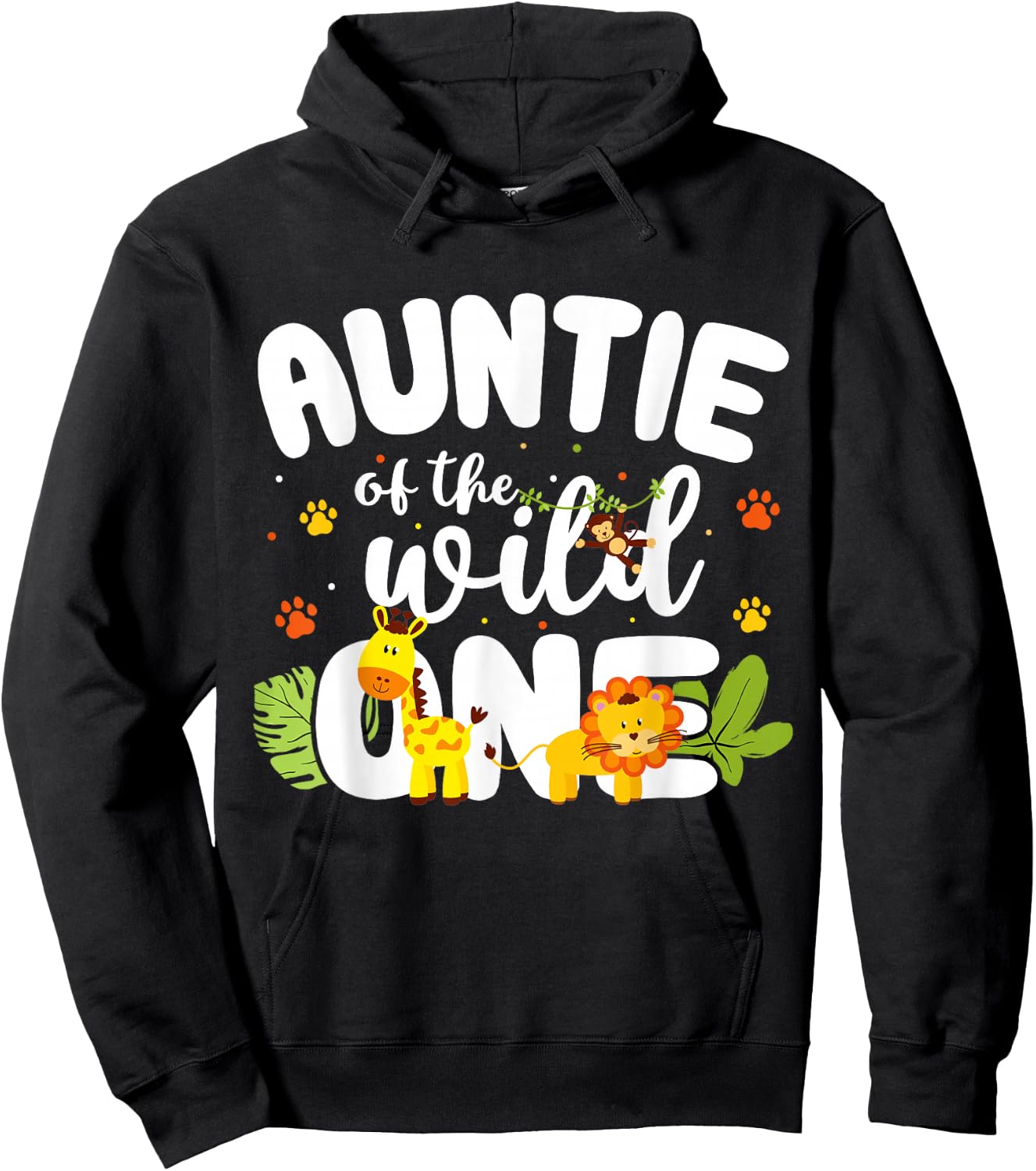 Auntie of the Wild One Zoo Birthday Safari Jungle Animal Hoodie - Hoodie | Black