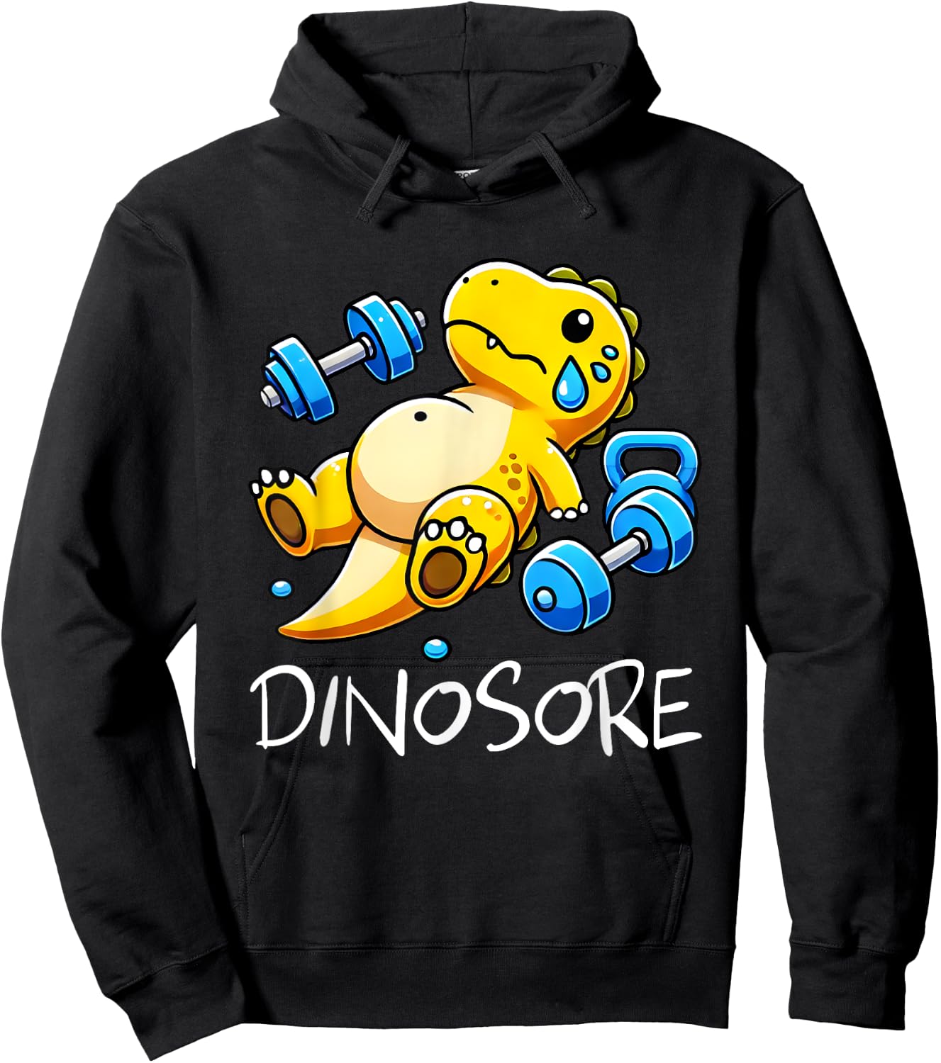 Funny Cute Dinosaur Workout Gym Fitness Weightlifting Gift Hoodie - Hoodie | Black