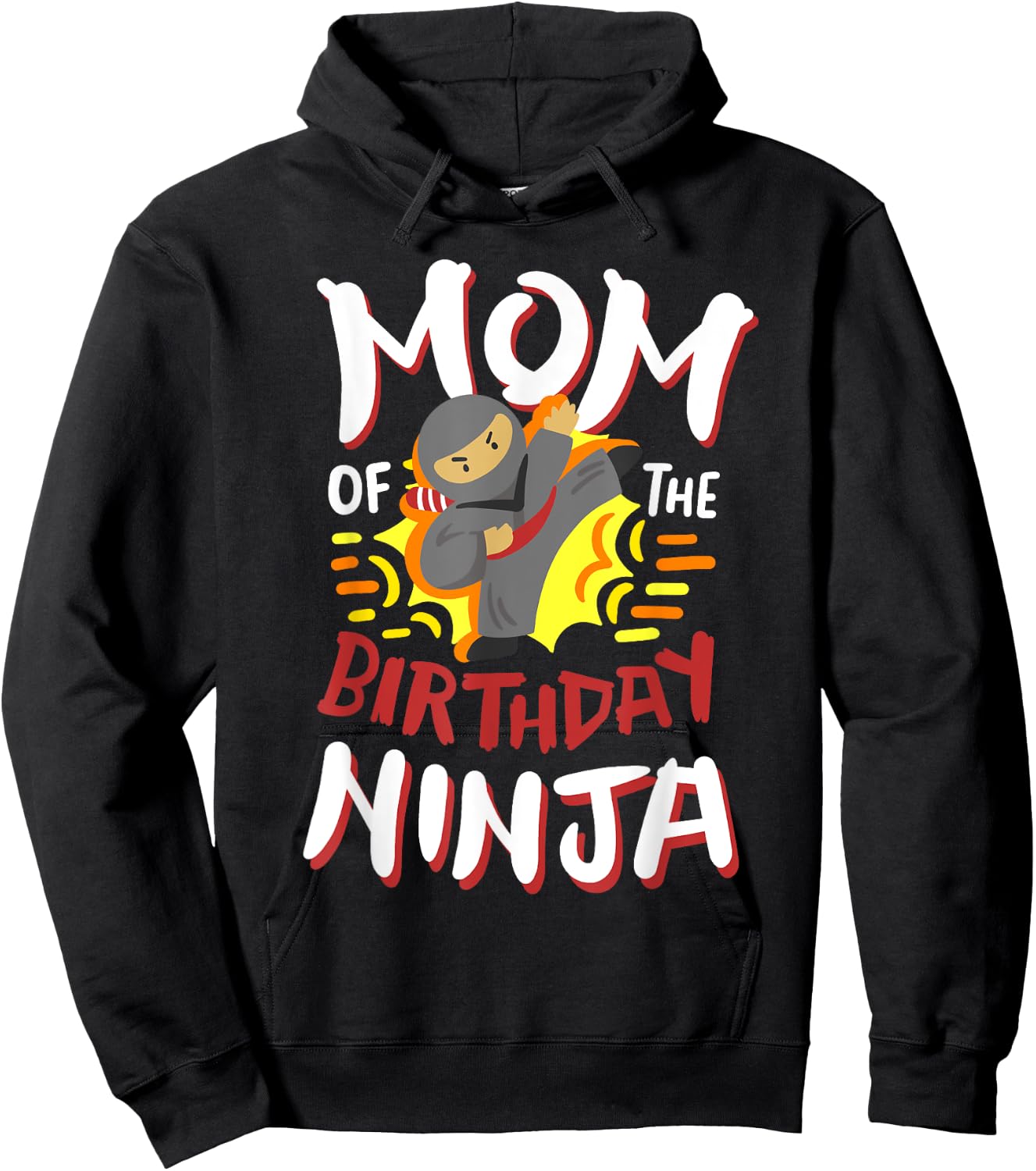 Mom Of The Birthday Ninja Karate Kids Bday Party Family Hoodie - Hoodie | Black