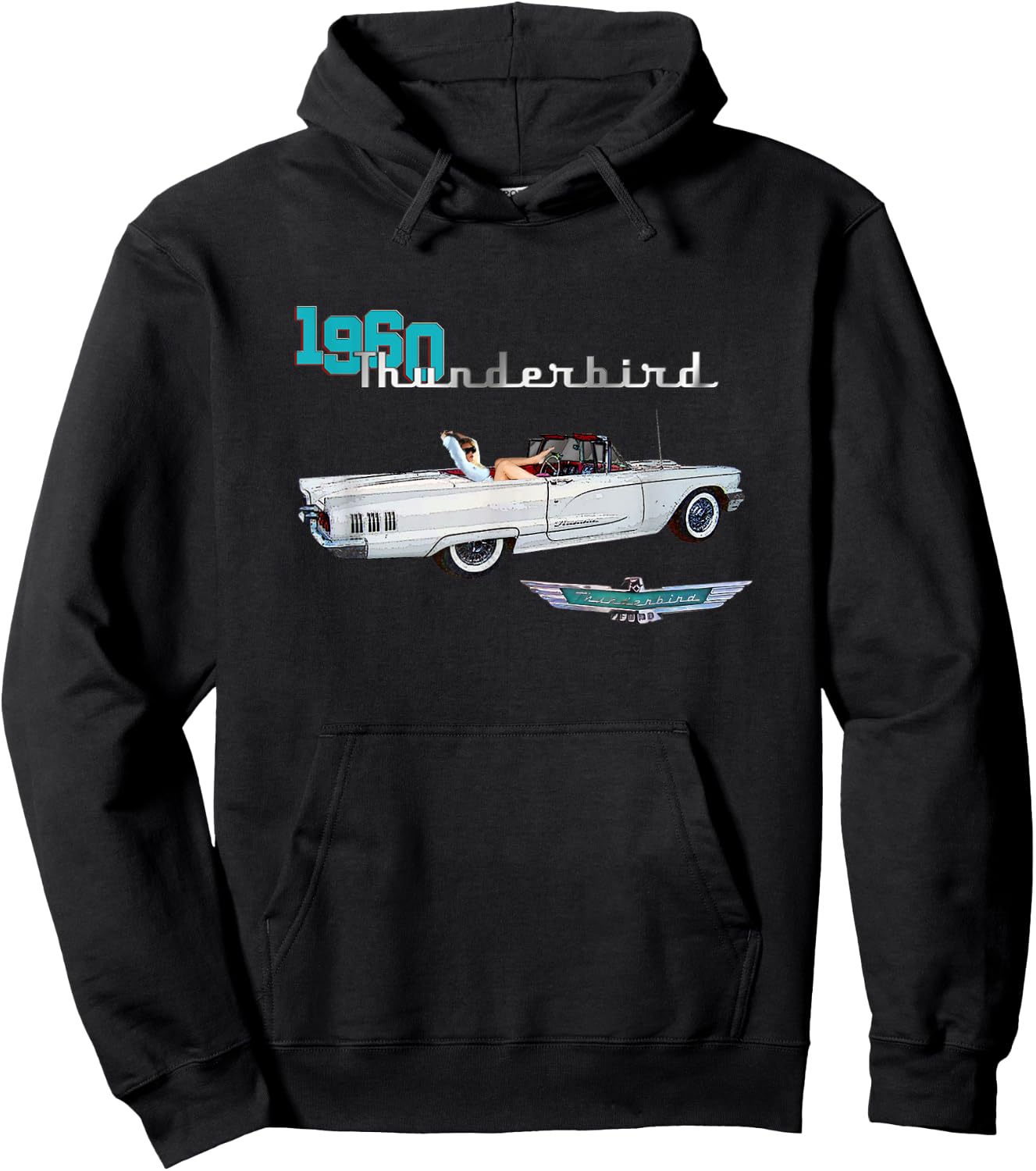 Classic Cars, 1960's, 1960 Thunderbirds, Convertibles Hoodie - Hoodie | Black