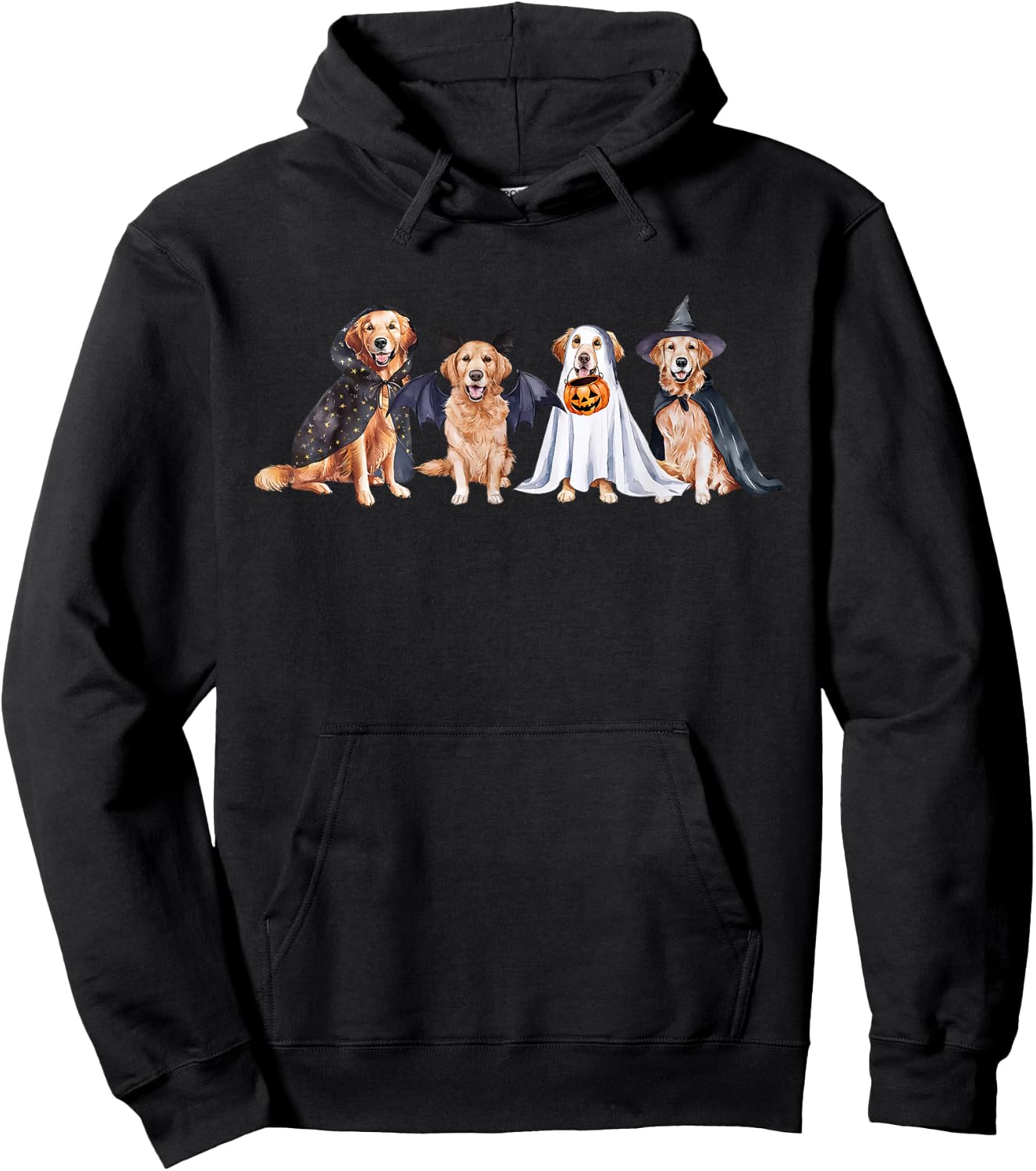 Golden Retriever Ghost Dog Halloween Golden Retriever Witch Hoodie - Hoodie | Black
