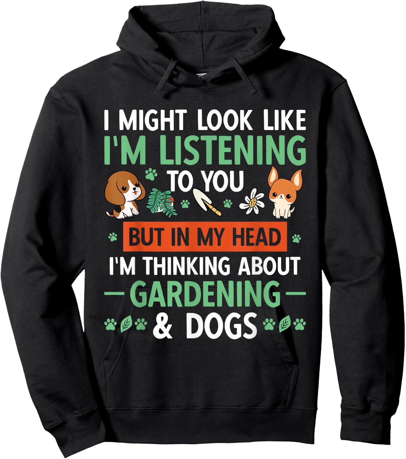 Gardener Garden Plant Thinking About Gardening & Dogs Hoodie - Hoodie | Black