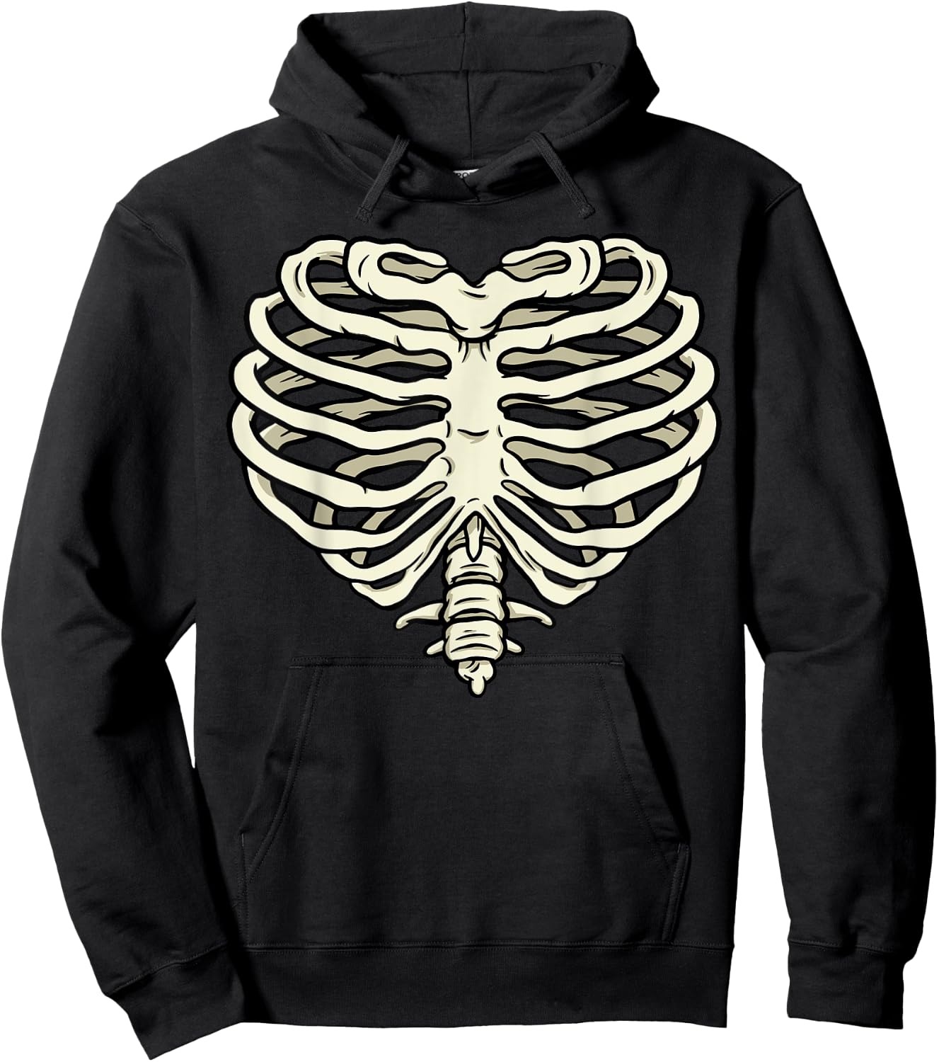 Heart Rib Cage Skeleton Bone Hoodie - Hoodie | Black