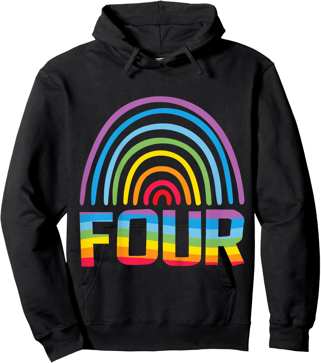 4th Birthday Gift Rainbow Fan 4 Years Old Girls 4 Bday Hoodie - Hoodie | Black