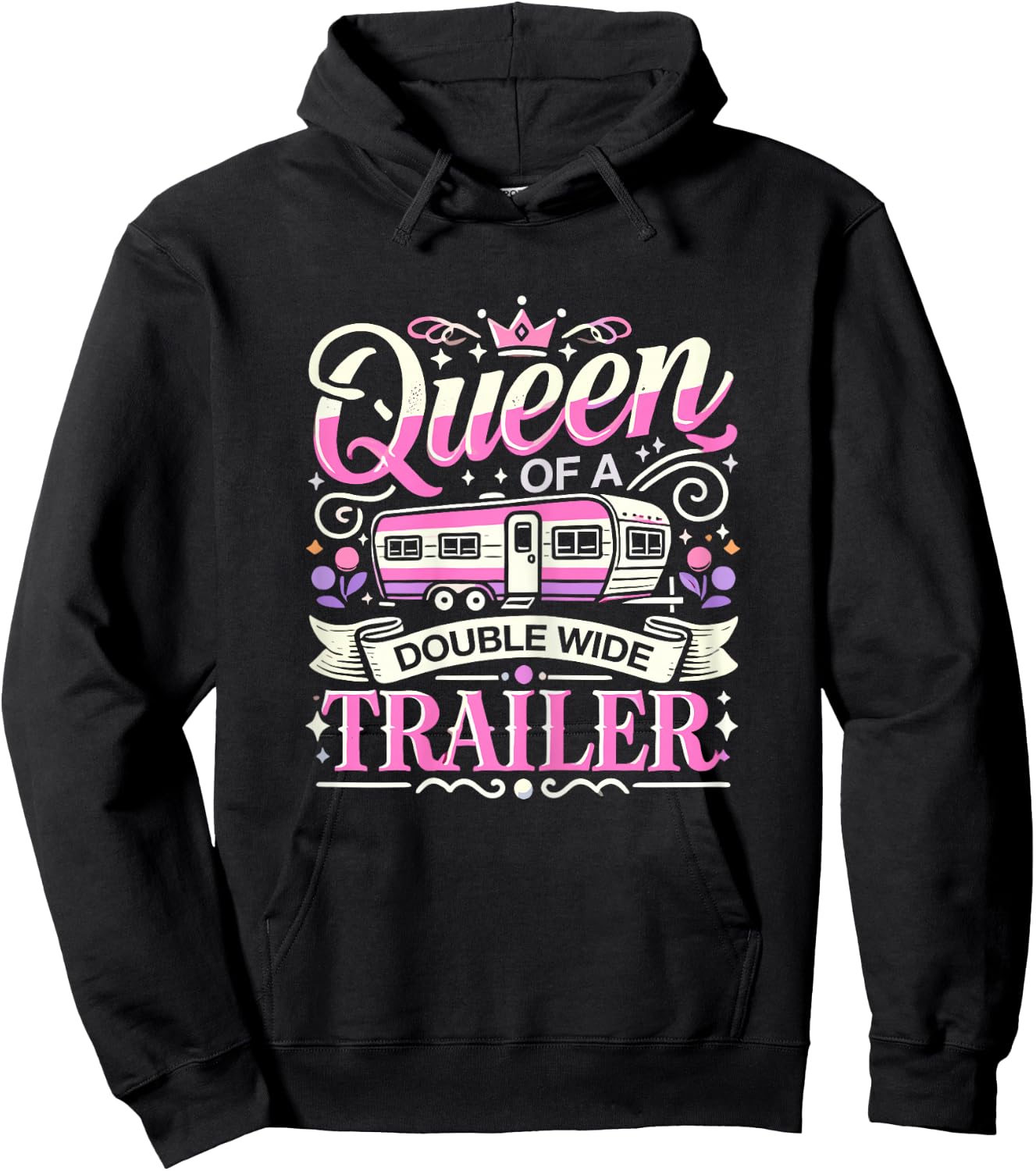 ShirtZilla Women's Black Graphic Double-Wide Trailer , X-Small Hoodie - Hoodie | Black