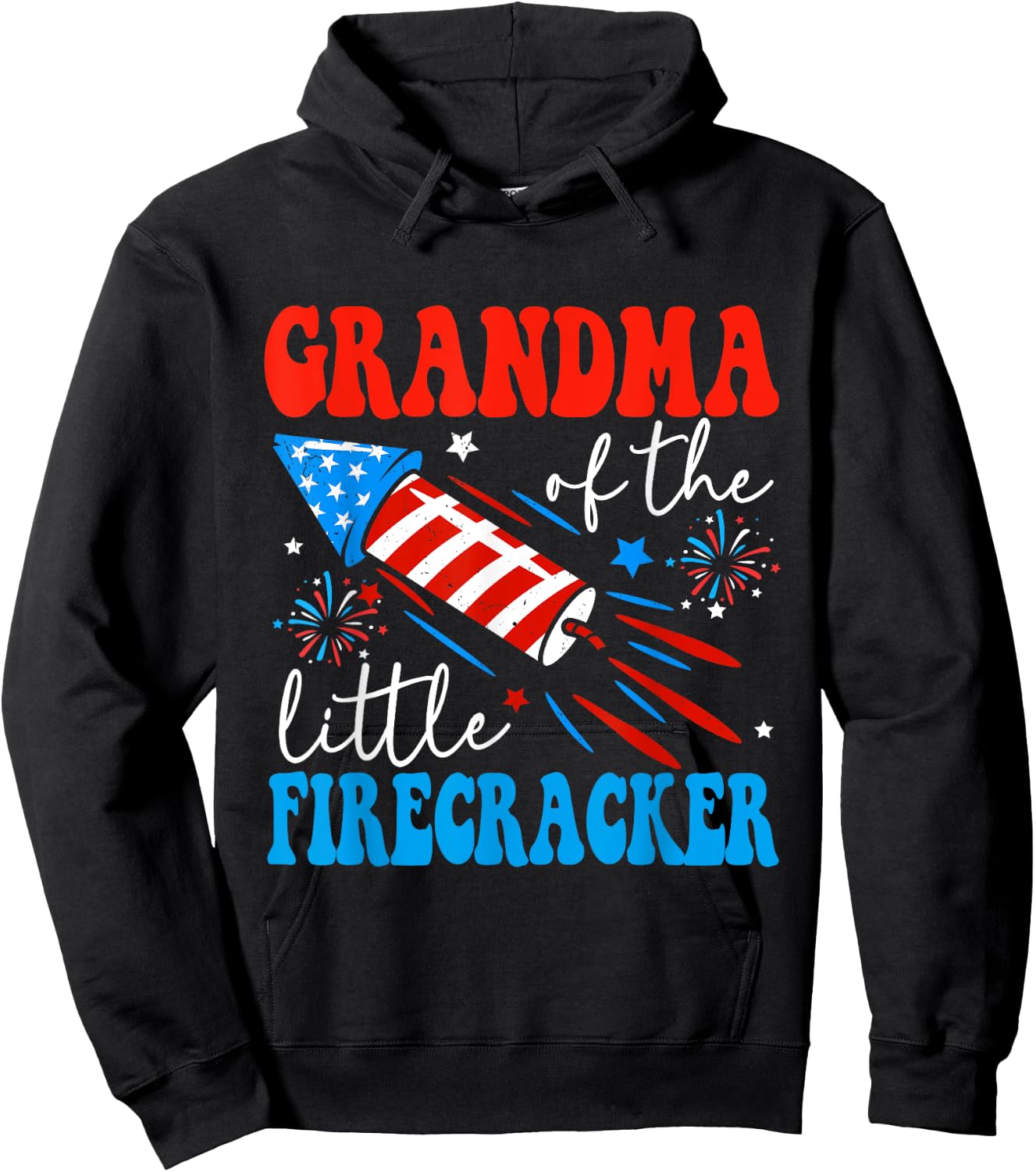 Grandma Of The Little Firecracker 4th of July Birthday Party Men Hoodie - Hoodie | Black