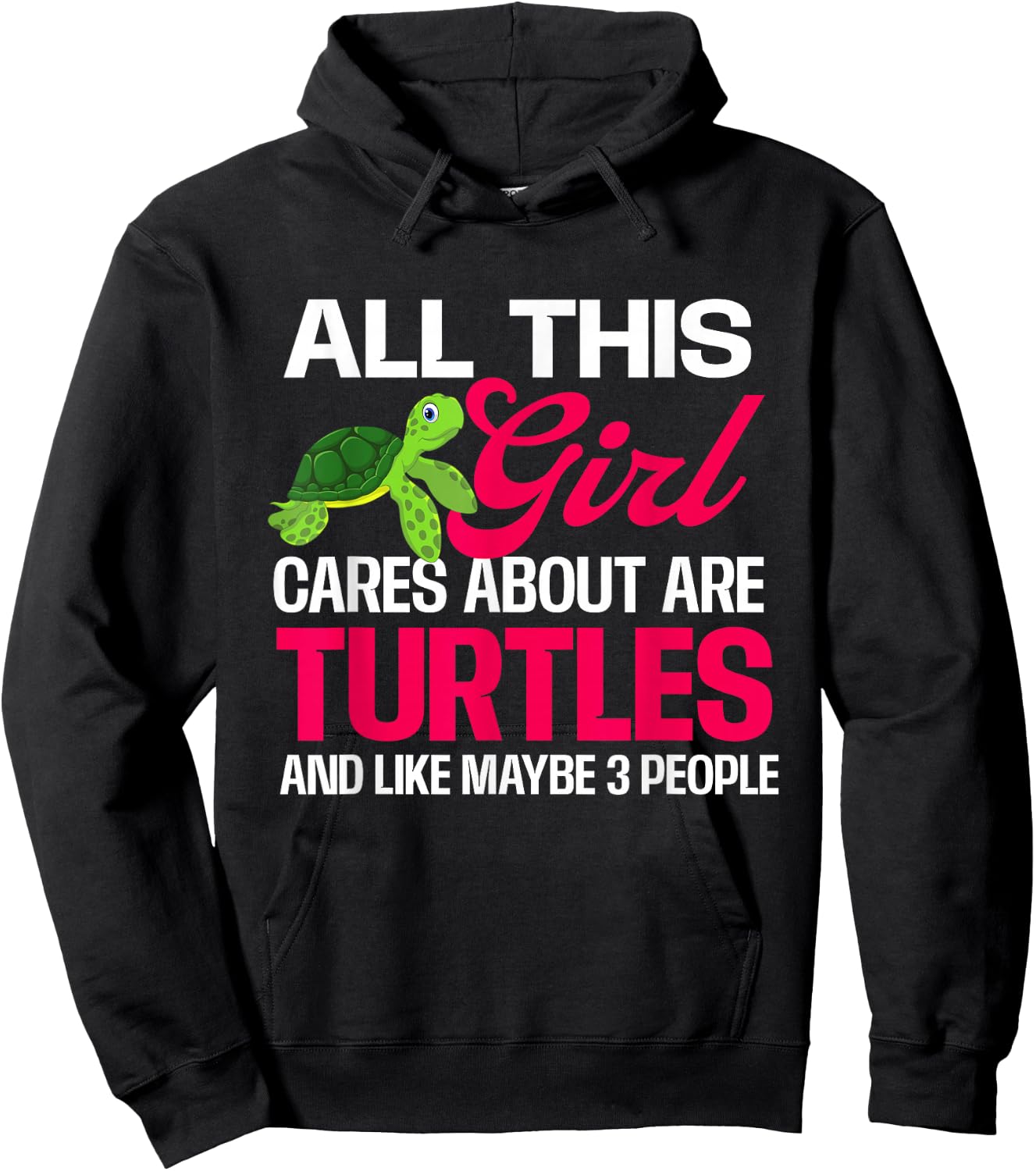 All This Girl Cares About Are Turtles - Beach Cute Tortoise Hoodie - Hoodie | Black