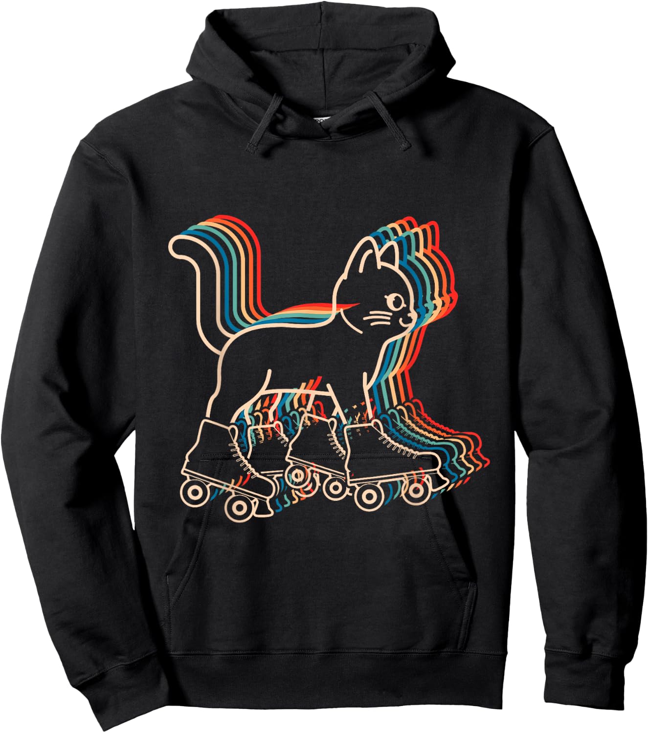 Cat Roller Skates Vintage Fun Skating Lifestyle Hobby Women Girls Kids Hoodie - Hoodie | Black