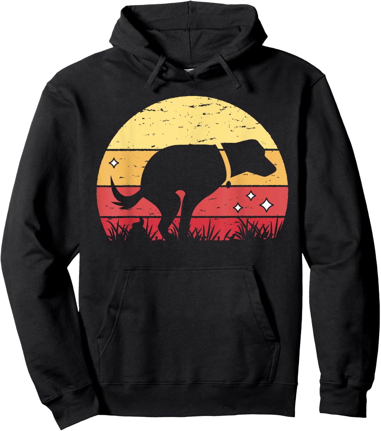 Retro Labrador Sunset Dog Pooping Canine Owner Hoodie - Hoodie | Black