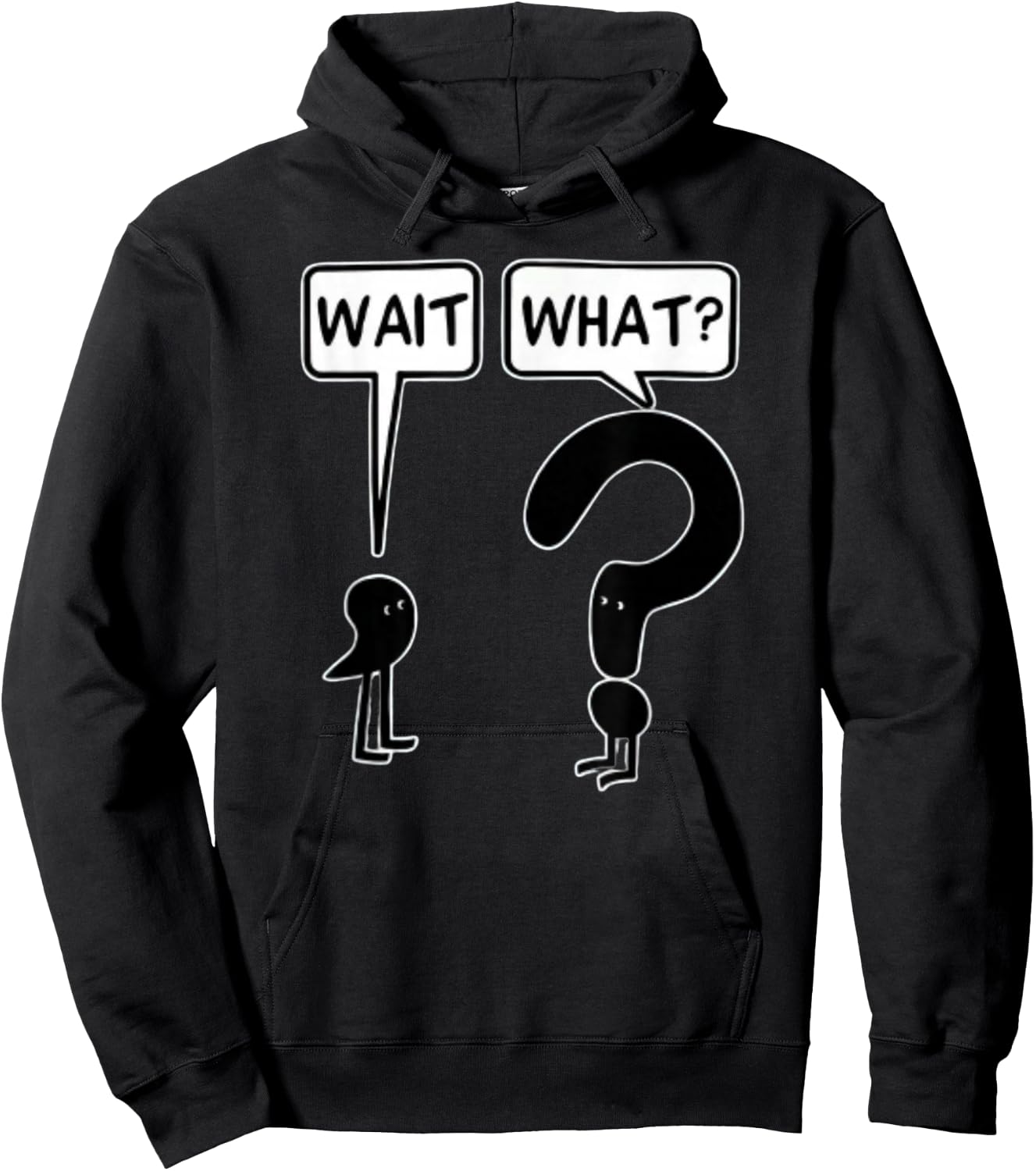 comma wait question mark what - Cartoon Funny Confused Meme Hoodie - Hoodie | Black