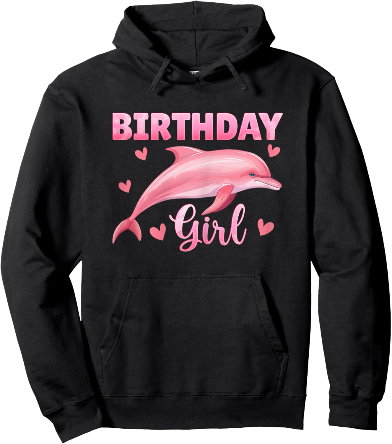 Birthday Girl Cute Dolphin 8 Years Old 8th Birthday Hoodie - Hoodie | Black