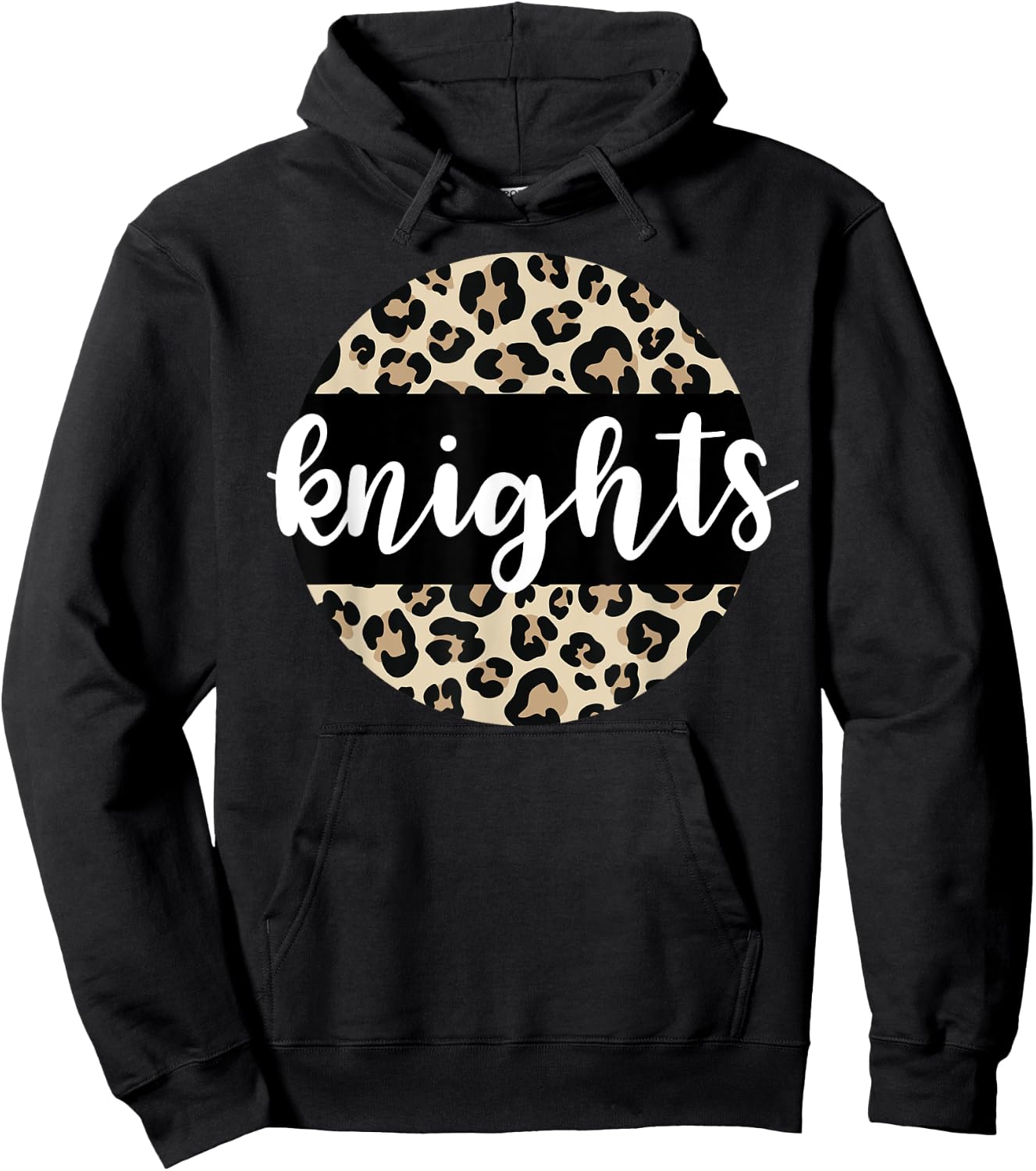 Leopard Print Knights Team Mascot School Spirit Game Night Hoodie - Hoodie | Black