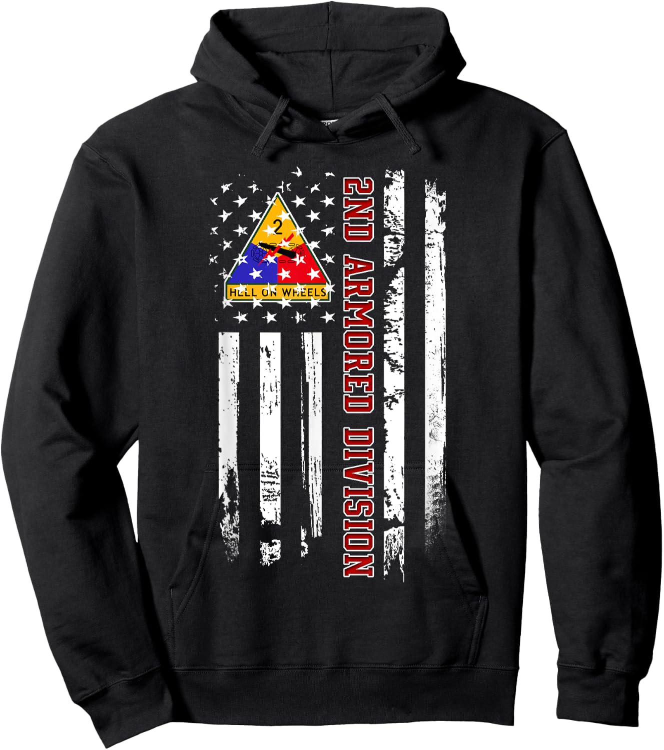 2nd Armored Division American Flag Military Veteran Day Papa Hoodie - Hoodie | Black