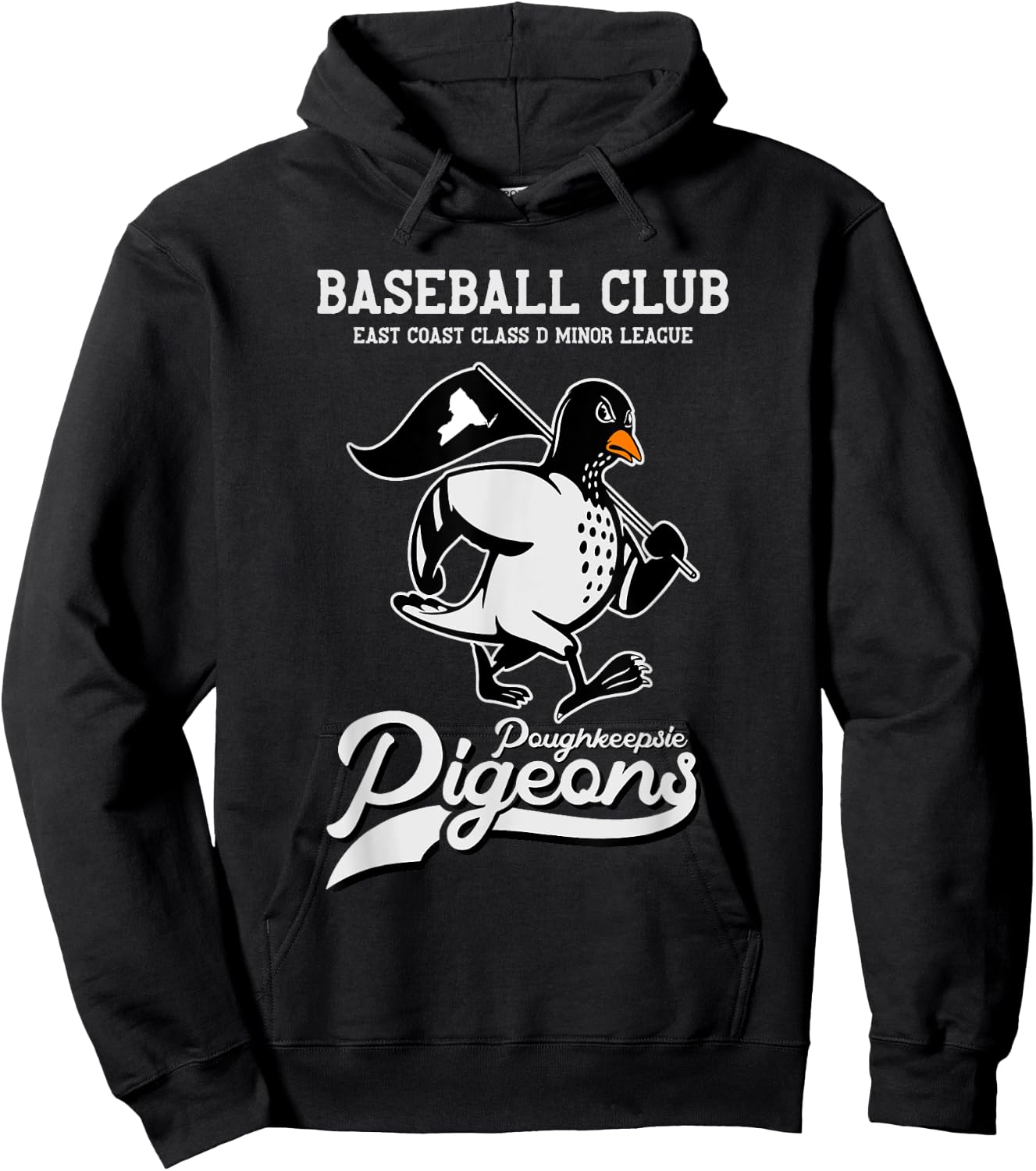Poughkeepsie Pigeons Retro Minor League Baseball Team Hoodie - Hoodie | Black