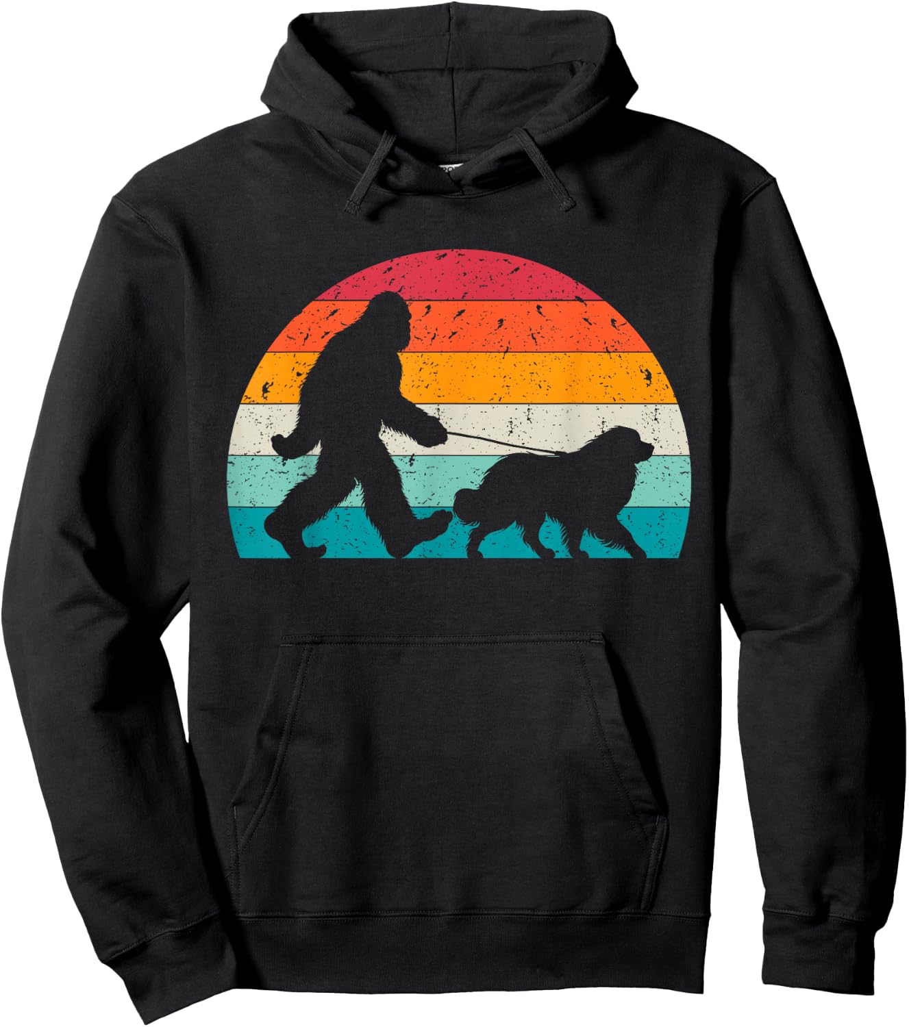 Bigfoot Walking a Dog Funny Great Pyrenees Lovers Dog Dad Hoodie - Hoodie | Black
