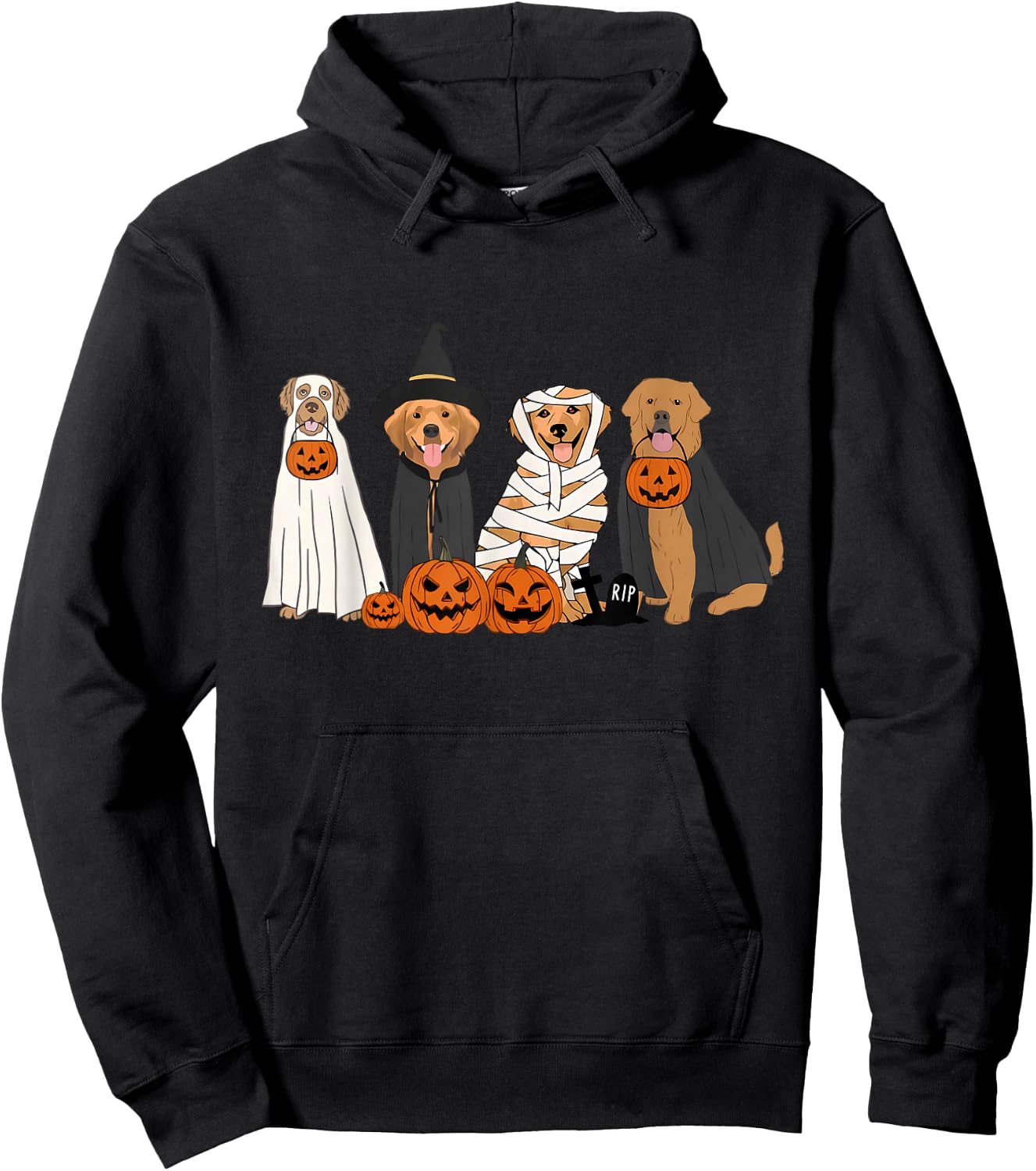Funny Golden Retriever Dog Ghost In Boo Sheet Halloween Hoodie - Hoodie | Black