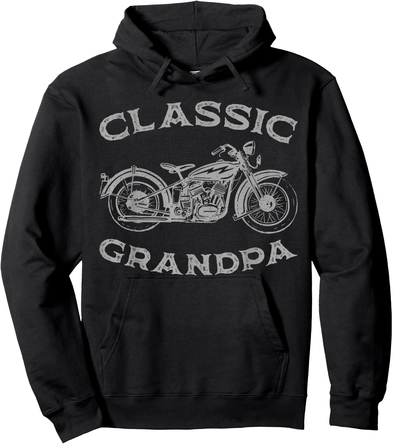 Vintage Classic Grandpa Funny Motorcycle Graphic Men's Biker Hoodie - Hoodie | Black