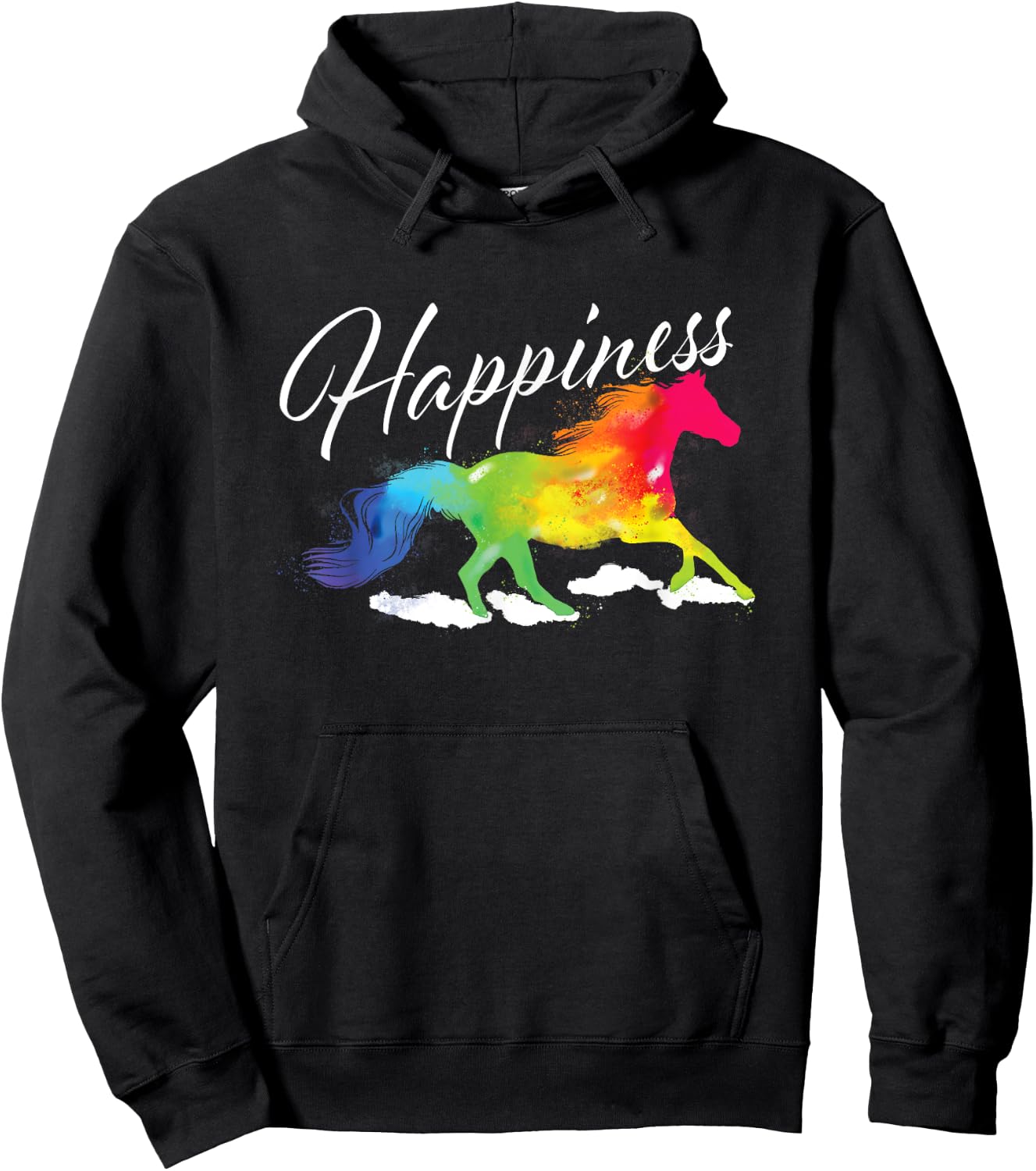 Happiness - Horse Lover Equestrian Horseback Rider Hoodie - Hoodie | Black