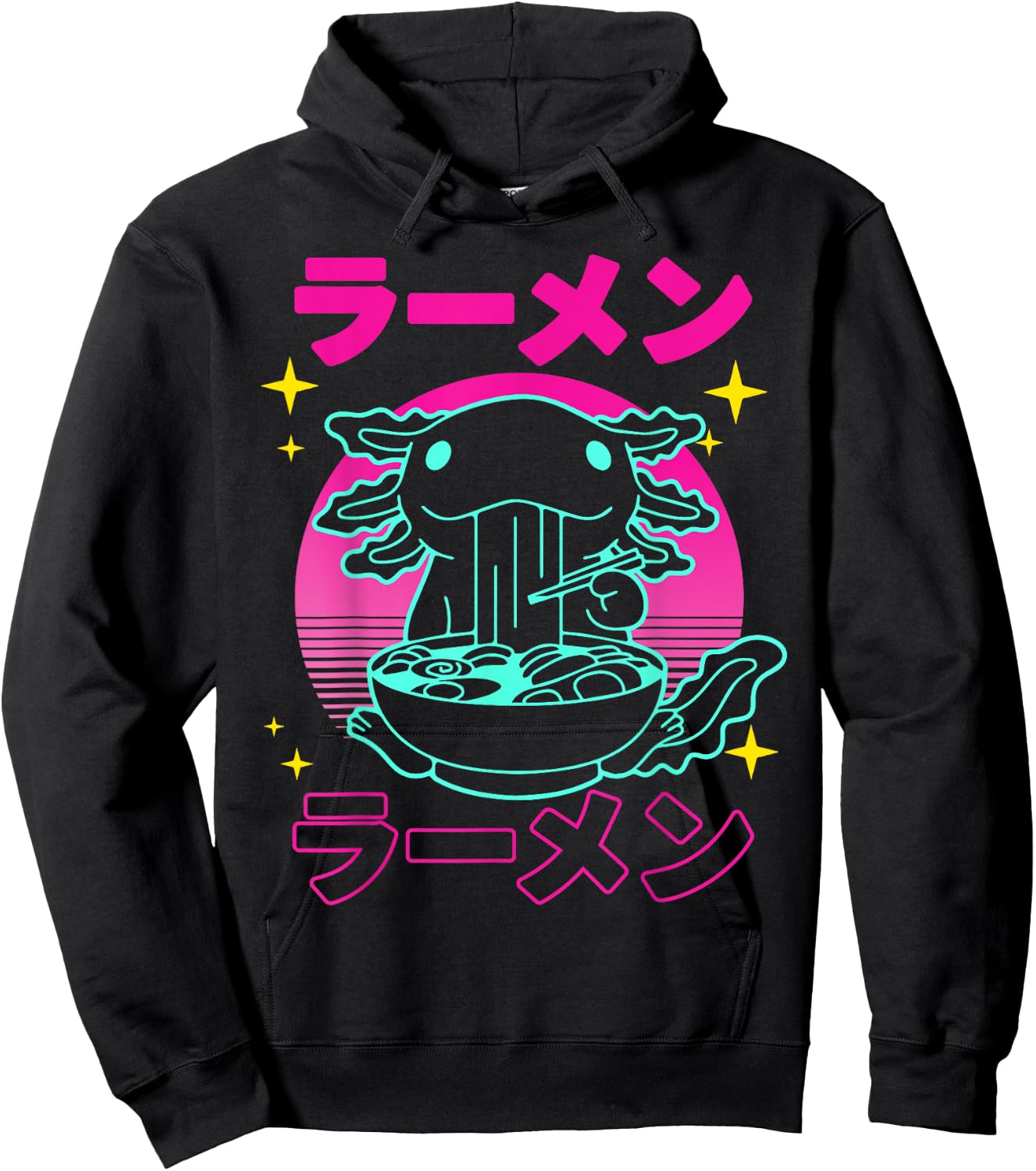 Kawaii Axolotl Ramen Japanese Funny Axolotl Anime Boys Teens Hoodie - Hoodie | Black