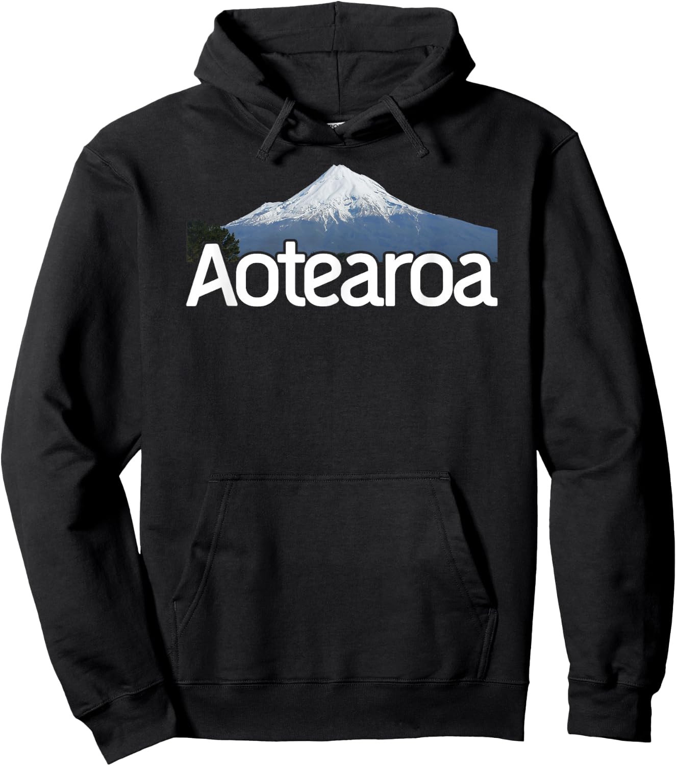 Aotearoa New Zealand Volcano Mt Taranaki Mountain Lanscape Hoodie - Hoodie | Black