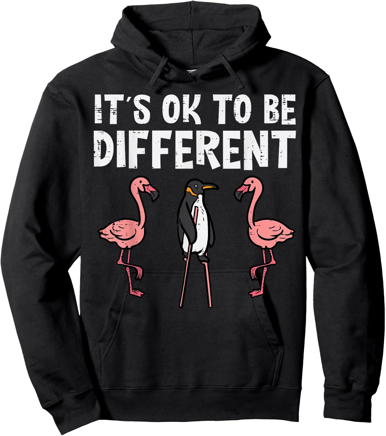 Penguin Its Okay To Be Different Flamingo Men Women Kids Hoodie - Hoodie | Black
