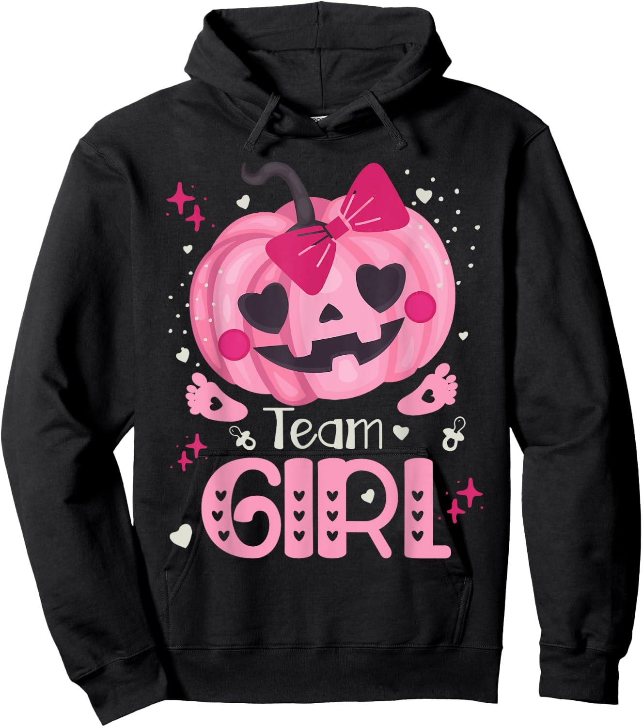 Team Girl Pumpkin Halloween Baby Gender Reveal Party Hoodie - Hoodie | Black
