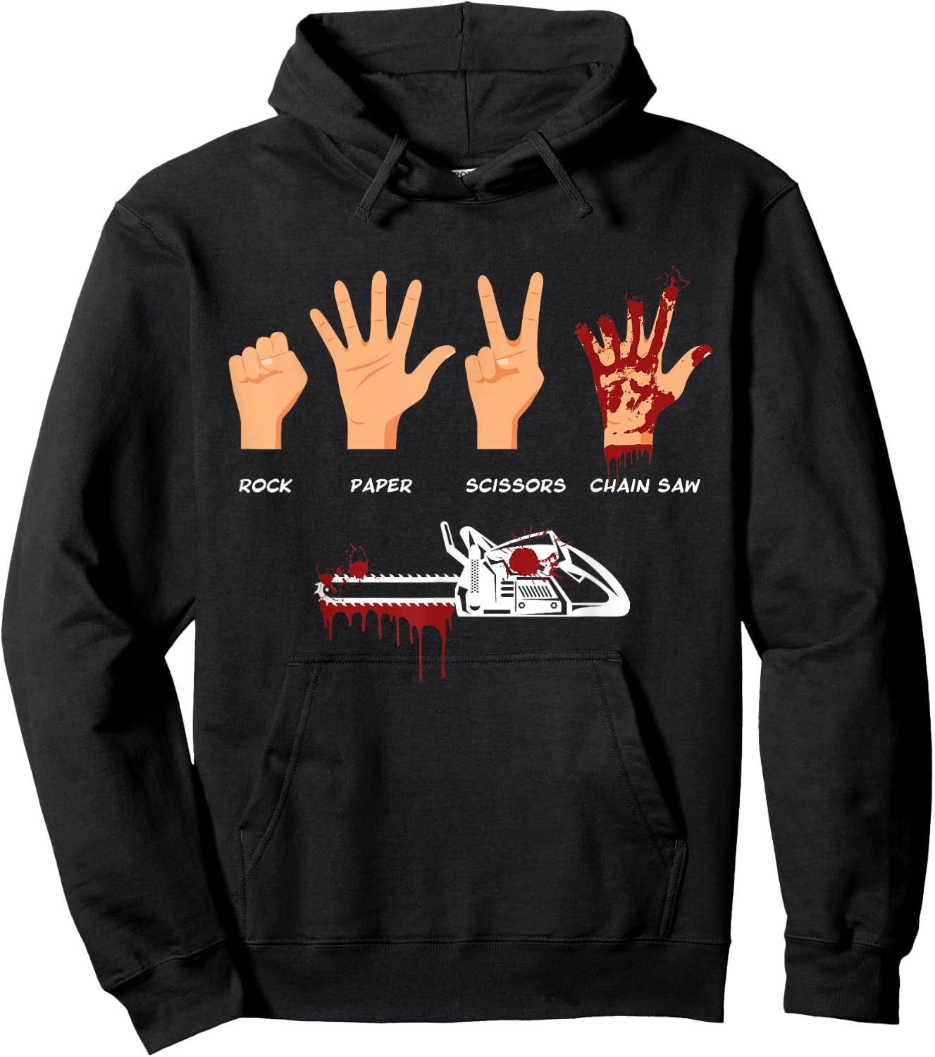 Jimbeels Men's Rock Paper Scissors Chain Saw Funny Forestry Workers Saying Hoodie - Hoodie | Black
