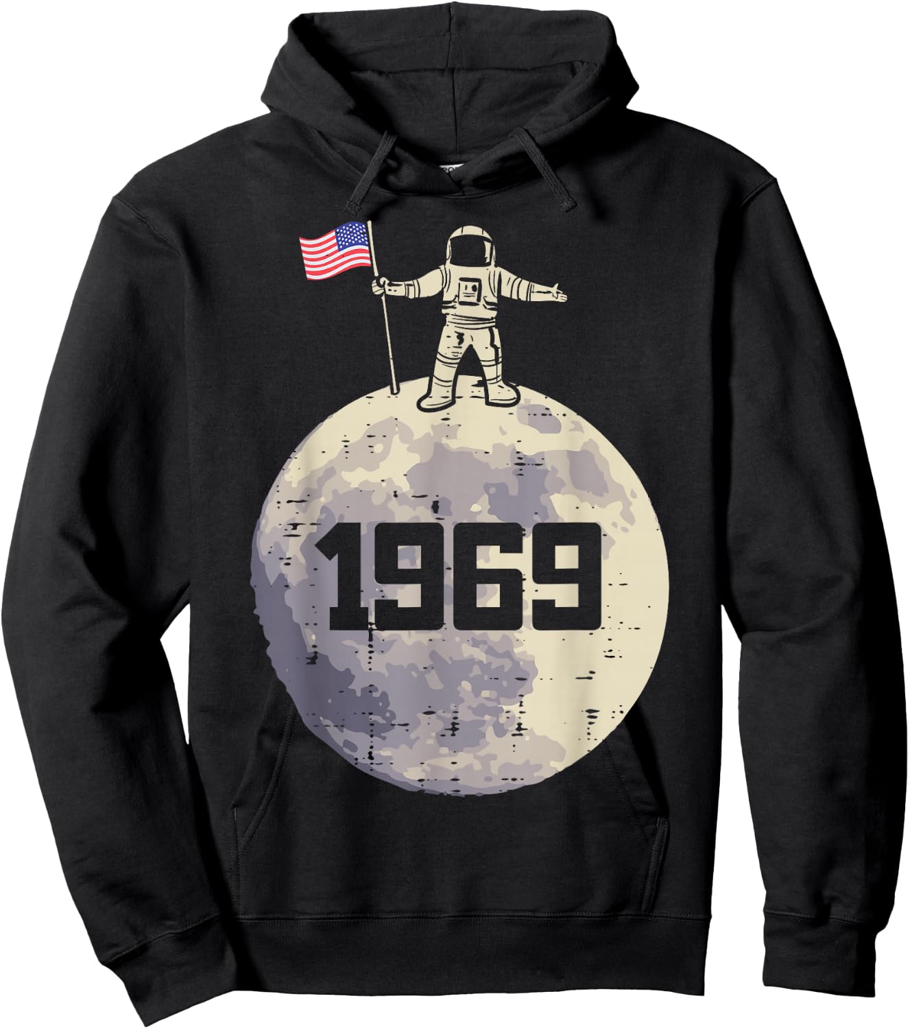 Astronaut Moon US Flag 1969 Space Apollo 11 Men Women Kids Hoodie - Hoodie | Black