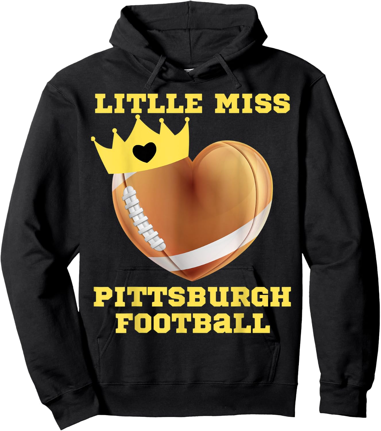 Little Miss Pittsburgh Football Fun Girl Toddler Girls Funny Hoodie - Hoodie | Black