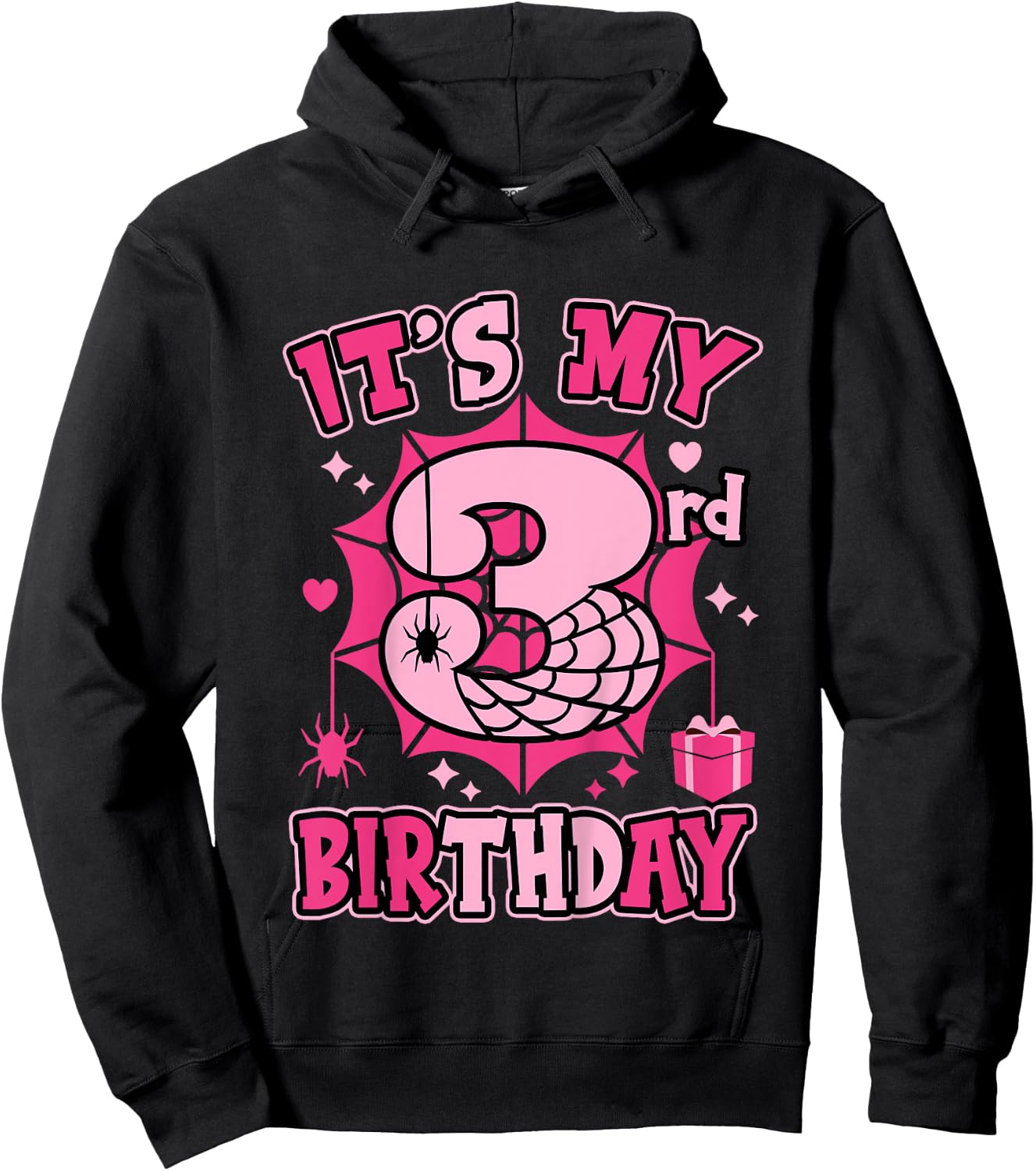 Kids It's My 3rd Birthday Spider Girl Costume Party 3 Year Old Hoodie - Hoodie | Black