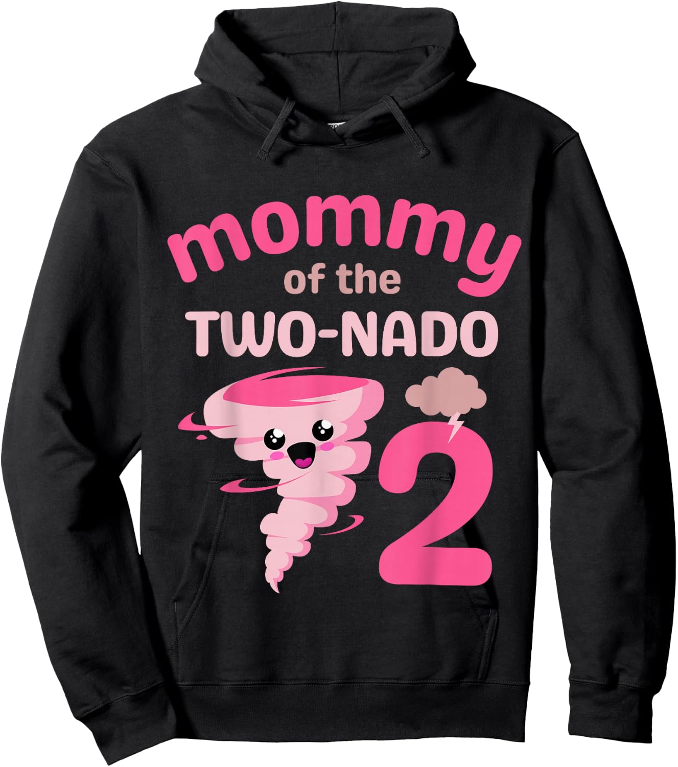 Mommy of the Two-nado Tornado Theme 2nd Birthday Party Kids Hoodie - Hoodie | Black