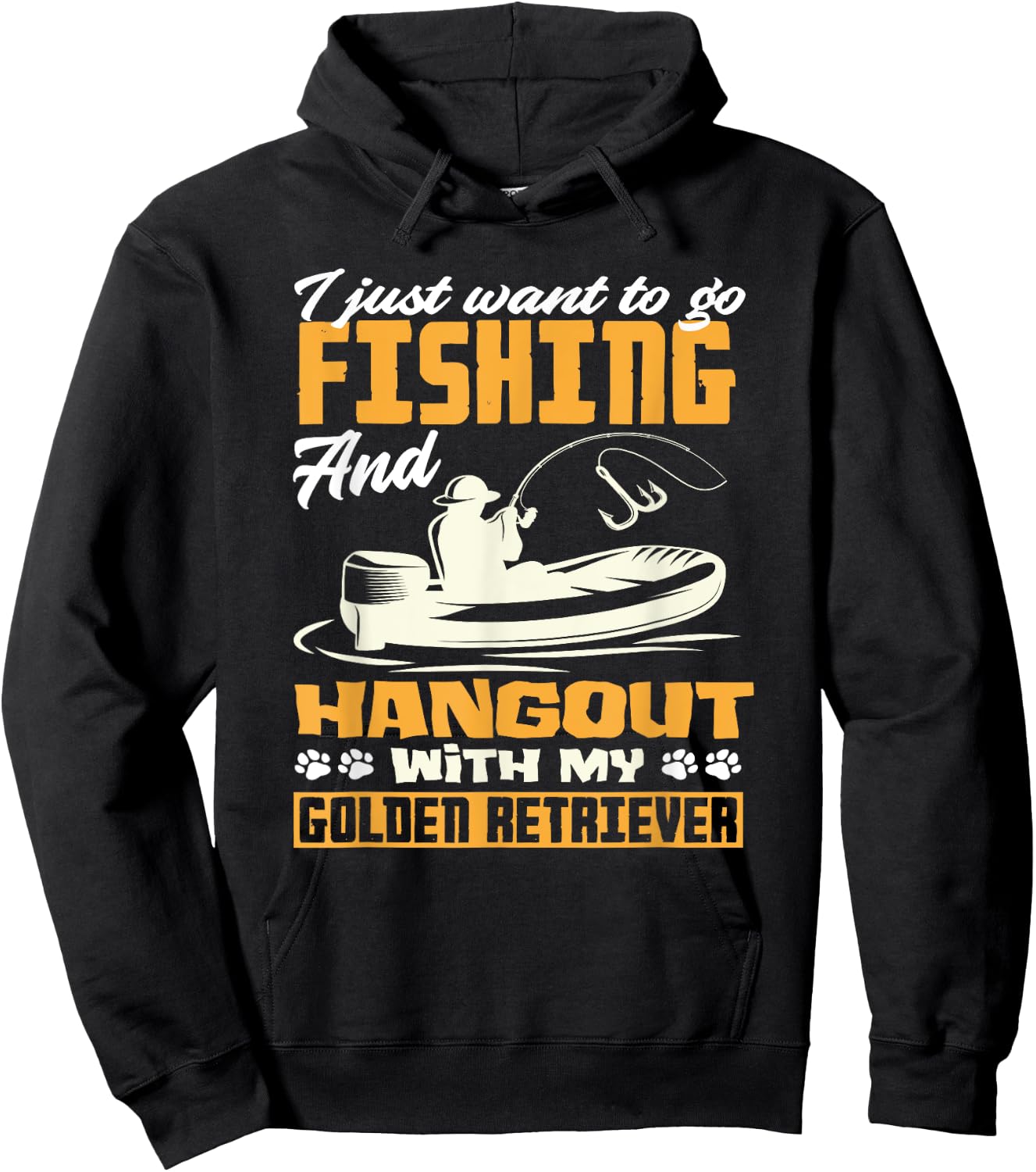 Fishing Golden Retriever Fisherman Dog Lover Dad Father Hoodie - Hoodie | Black