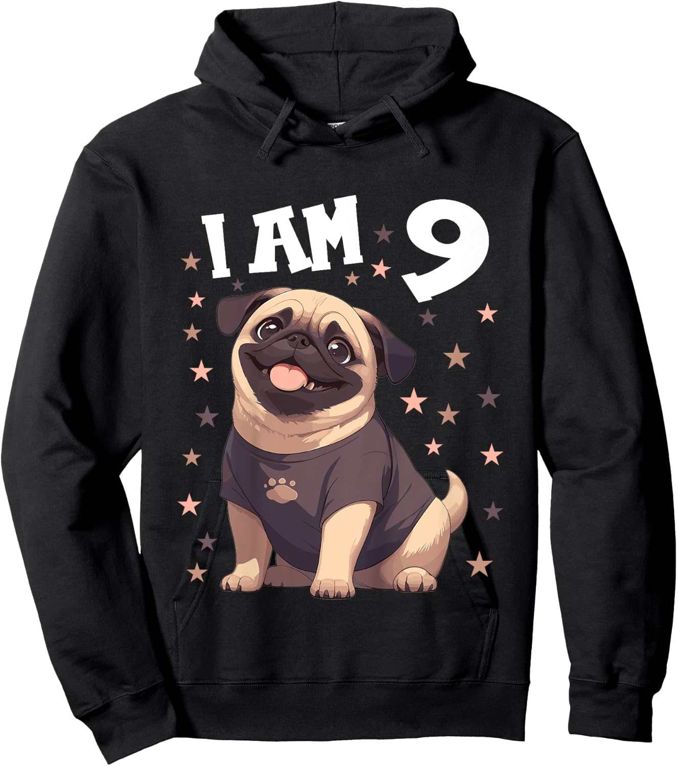 9 Years old 9th birthday Pugs Pug Hoodie - Hoodie | Black
