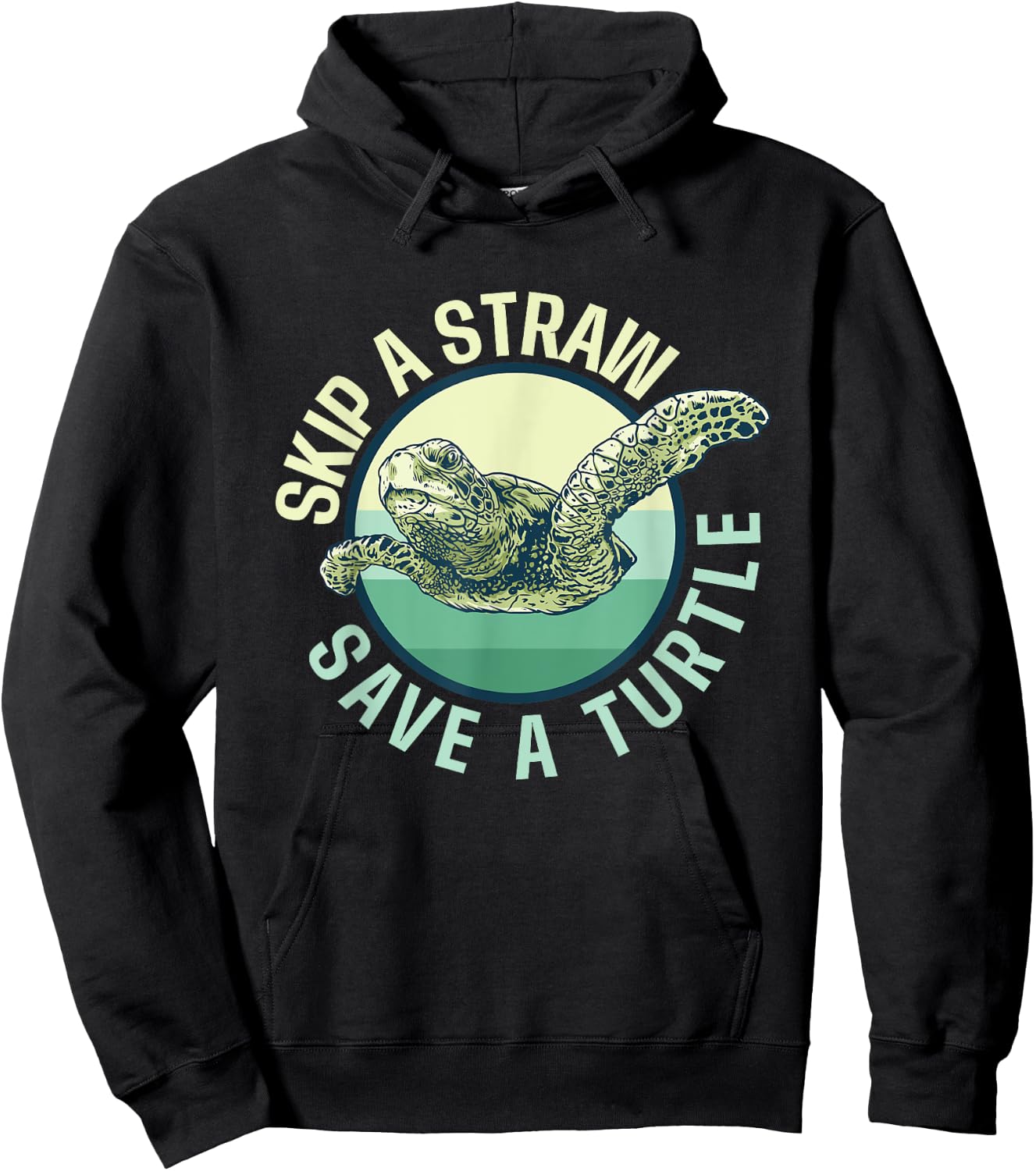 Skip A Straw Save A Turtle - Sea Turtle Wildlife Hoodie - Hoodie | Black
