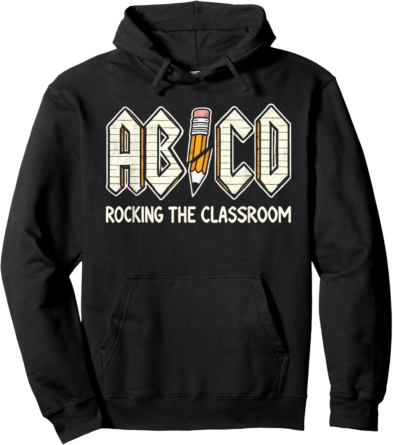 Retro ABCD Teacher Novelty Funny Back to School Teacher Hoodie - Hoodie | Black