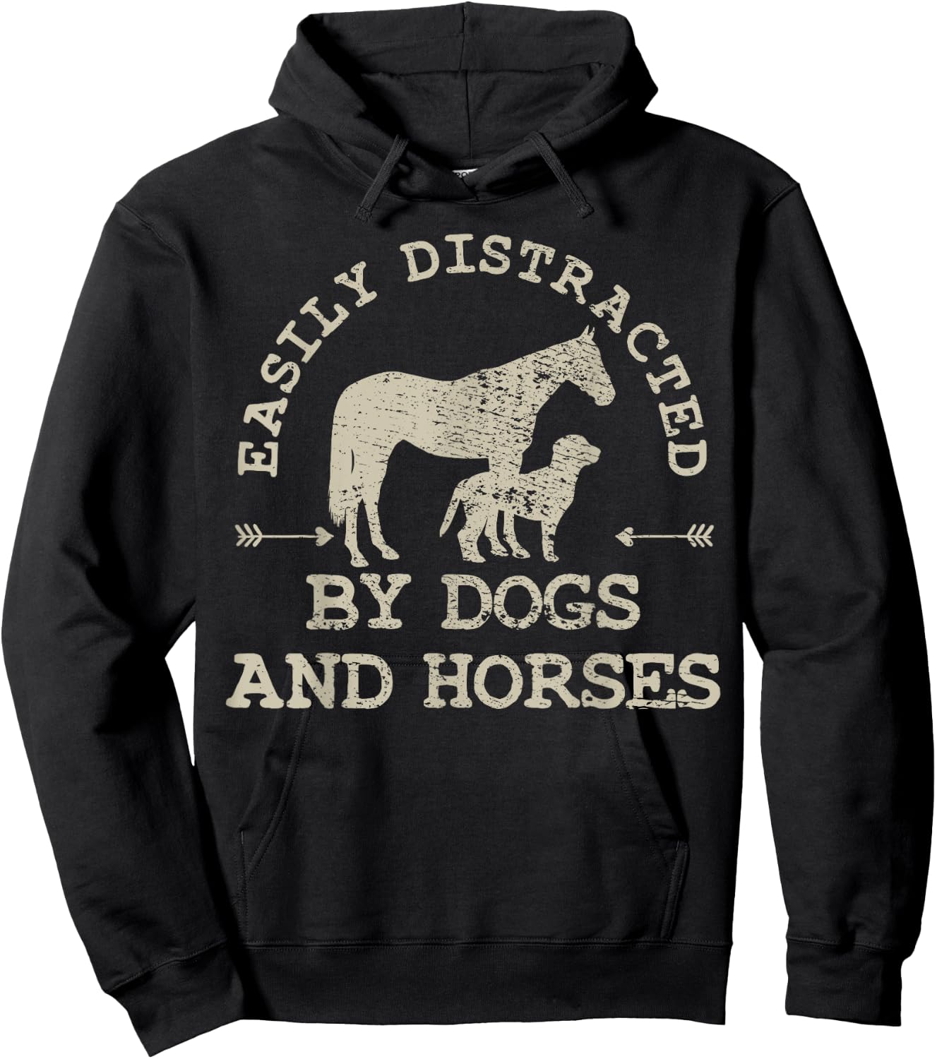 Easily Distracted By Dogs And Horses Hoodie - Hoodie | Black