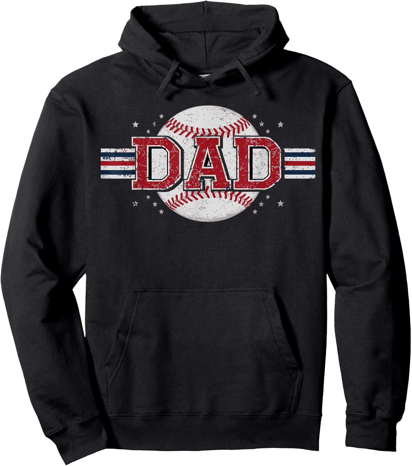 Dad Baseball Design for Sports Loving Father Retro Baseball Hoodie - Hoodie | Black