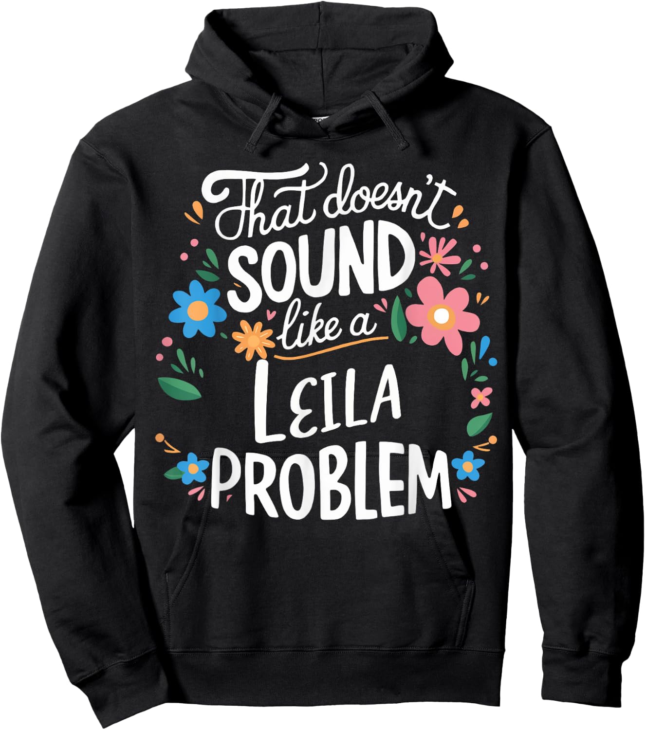 Leila Personalized Cute Flower Girls Leila Name Hoodie - Hoodie | Black