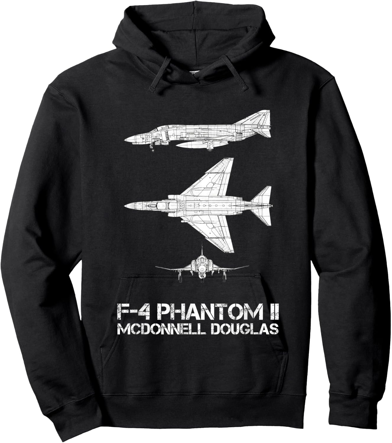 McDonnell Douglas F-4 Phantom II Blueprint Aircraft Hoodie - Hoodie | Black