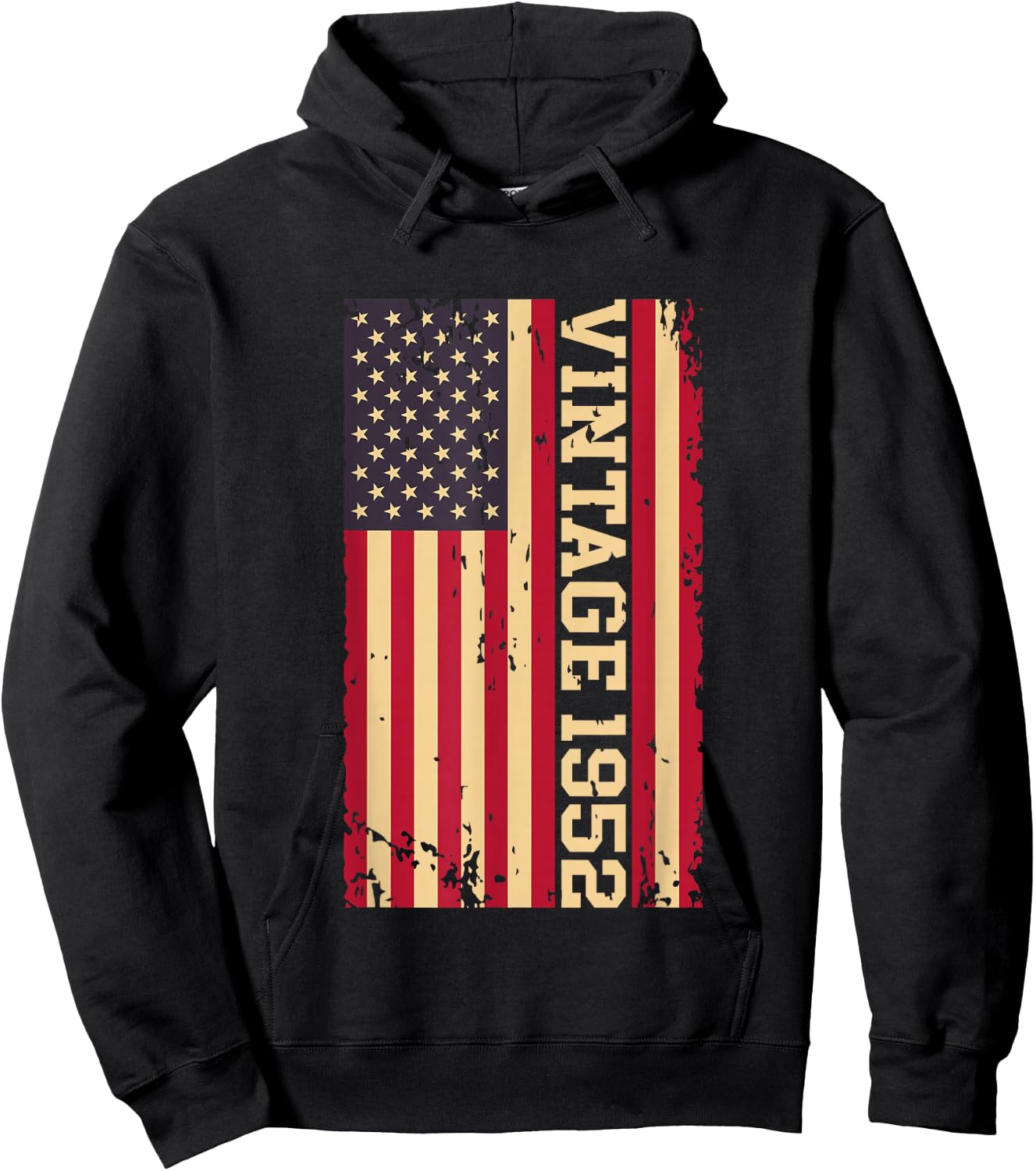 1952 Vintage 74th Birthday 74 Years Old American USA Flag Hoodie - Hoodie | Black