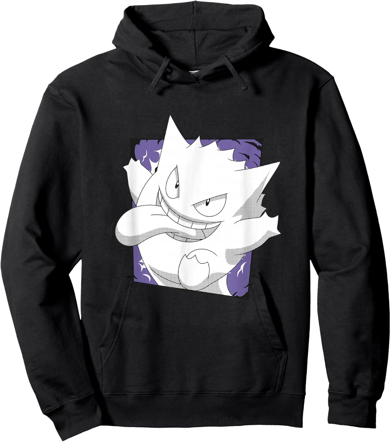 Pokémon Gengar Mischievous Face Tongue Out Vintage Hoodie - Hoodie | Black