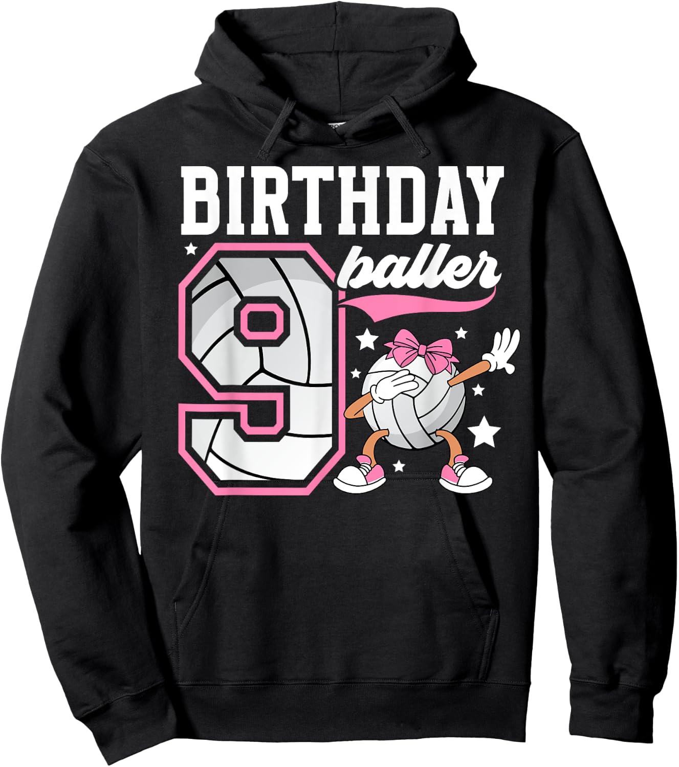 9th Birthday Volleyball Girl Nine Year Old Volleyball Player Hoodie - Hoodie | Black