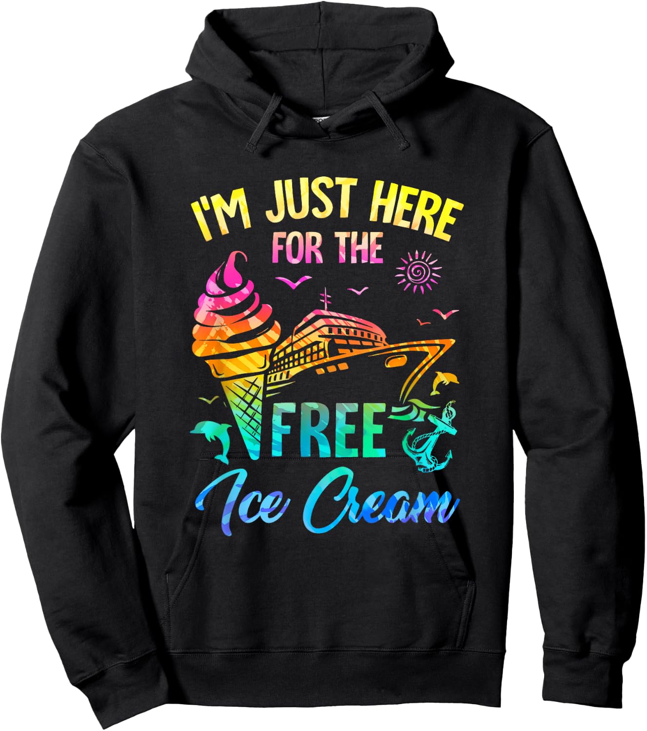 I'm Just Here For The Free Ice Cream Family Cruise Trip 2025 Hoodie - Hoodie | Black